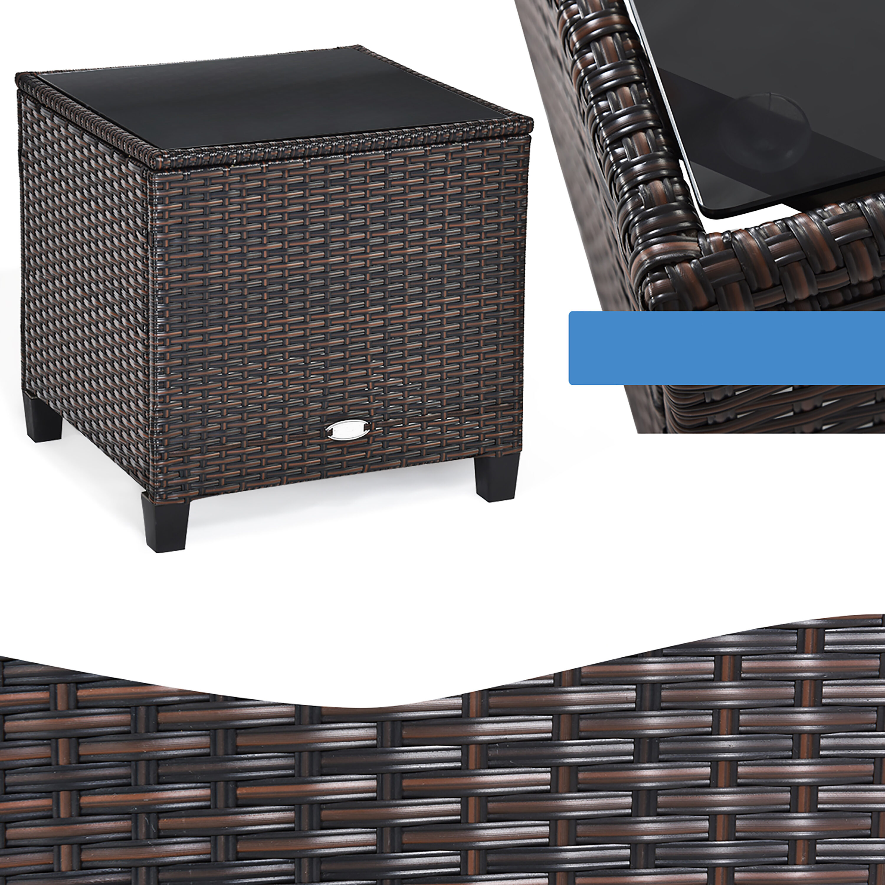 Turquoise Cushioned Rattan 3-Piece Patio Conversation Set