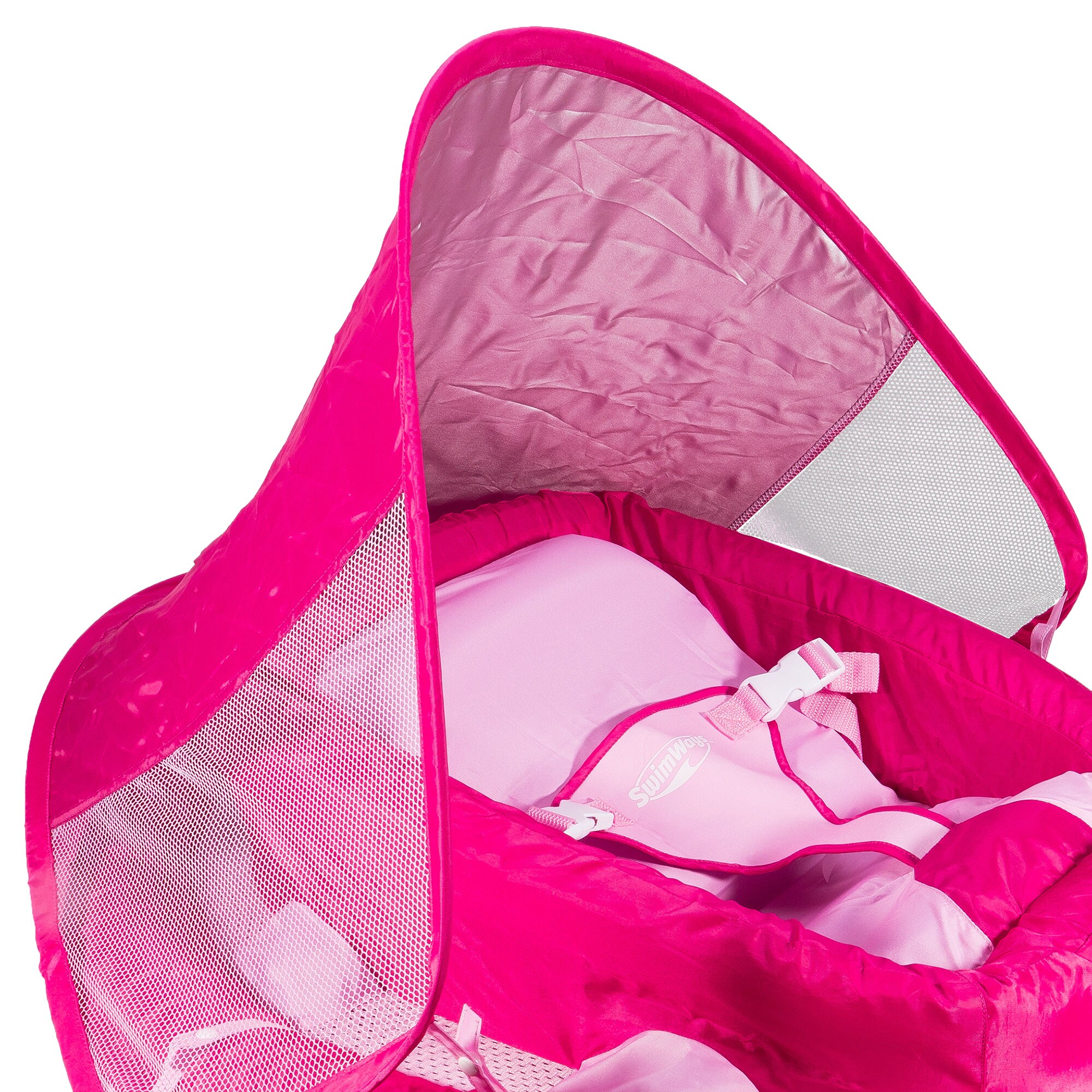 SwimWays Infant Baby Spring Float with Removable Sun Canopy - Pink