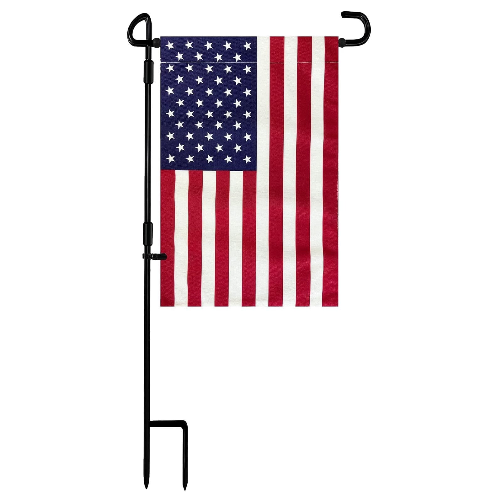 Justincity  Garden Flag Stand Set with American Flag Metal Yard Flag Holder Stake Weatherproof Outdoor Lawn Garden Flags 12 x 18 Clip Stopper