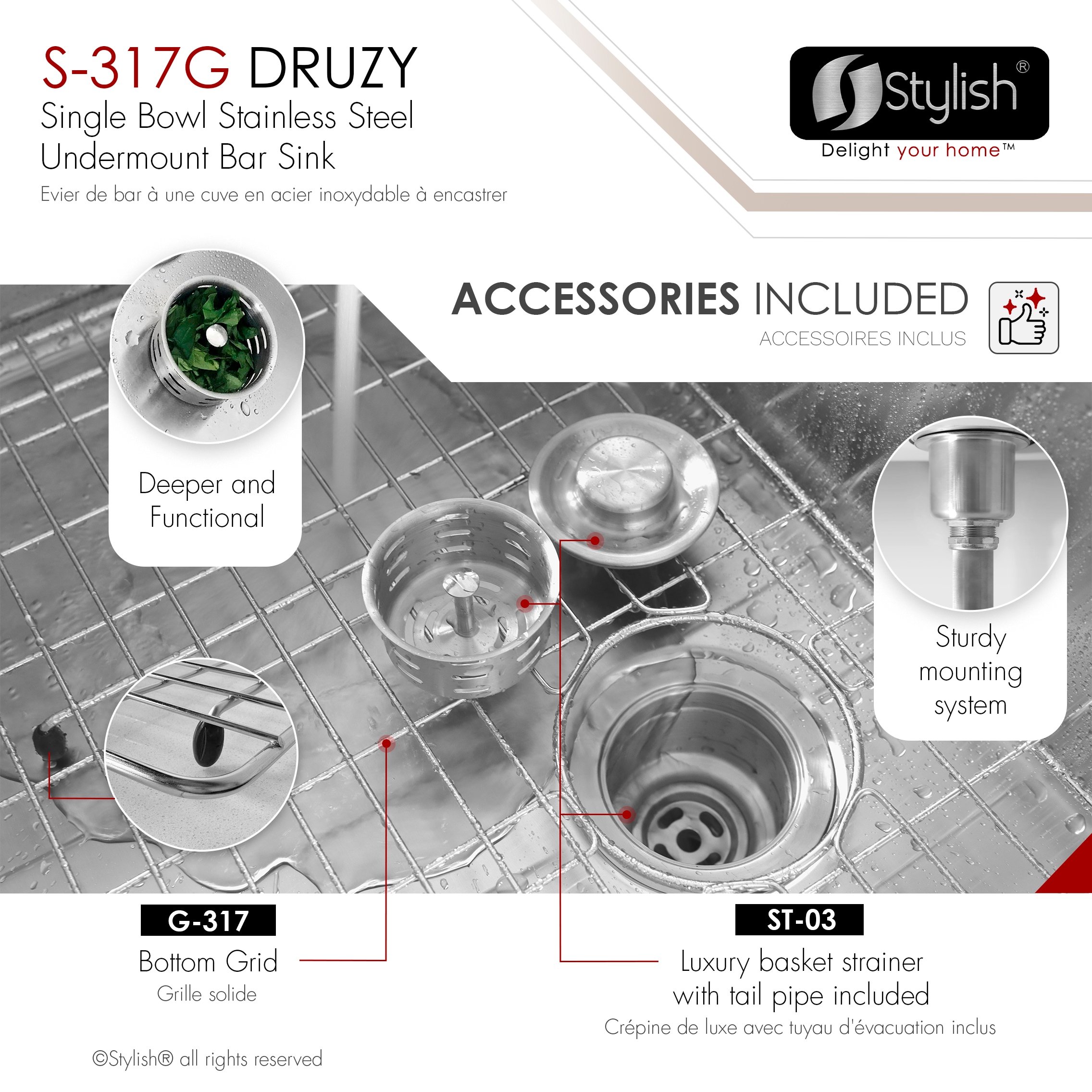 Stylish S-317G1 Kitchen-Sinks - View #7