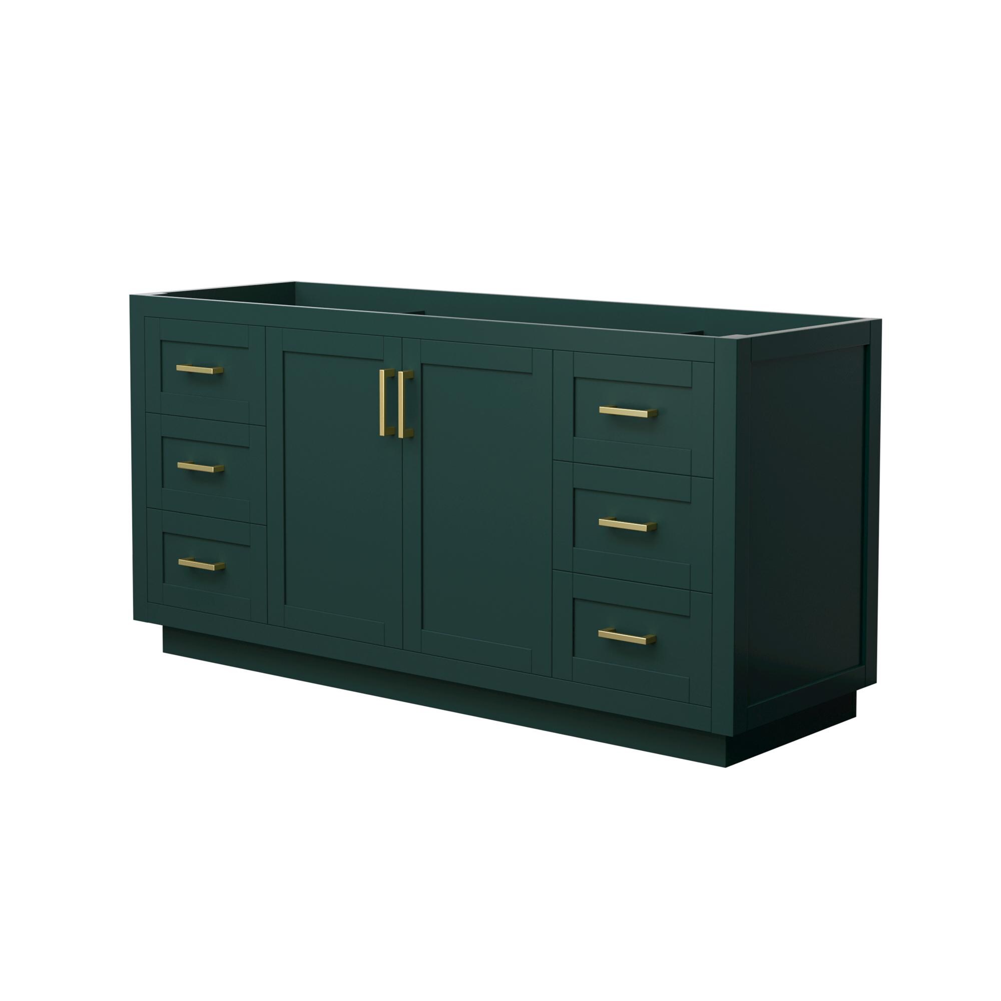 Wyndham Collection WCF292966SGDCXSXXMXX Miranda 66-in Green with Brushed Gold Trim Bathroom Vanity Base Cabinet without Top