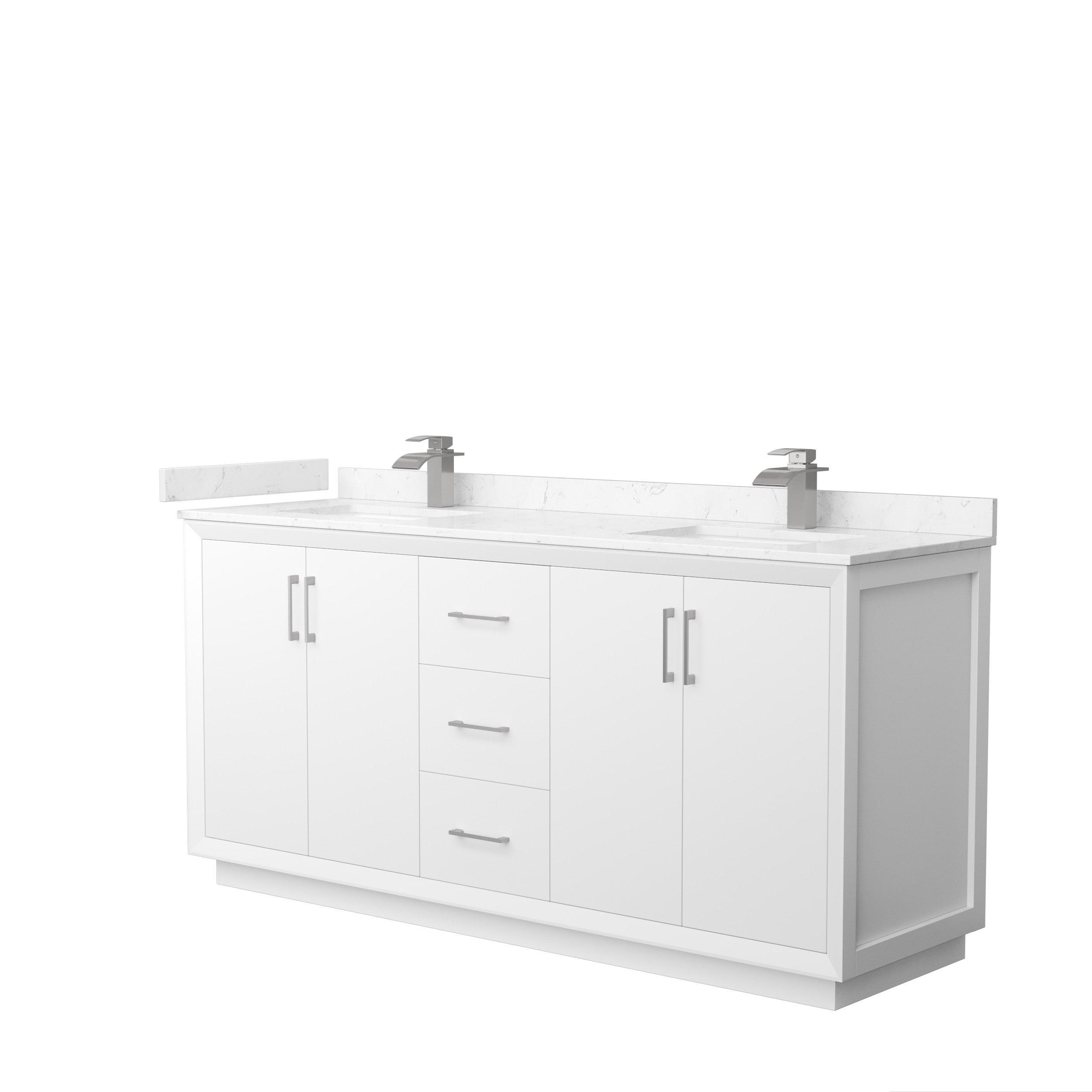 Wyndham Collection WCF414172DWHC2UNSMXX Strada 72-in White with Brushed Nickel Trim Undermount Double Sink Bathroom Vanity with Carrara Cultured Marble Top