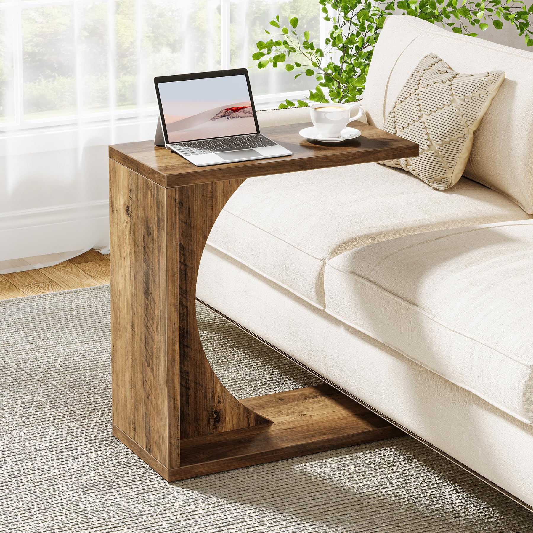 Tribesigns LWFD-RY0255 End table 23.6-in W x 24-in H Brown Wood Rectangular Modern End Table with Storage Assembly Required