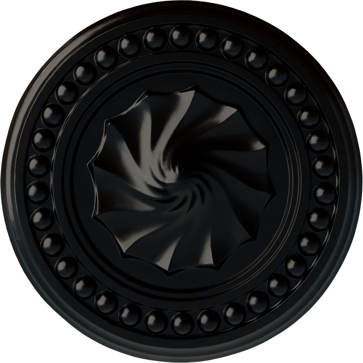 Ekena Millwork CM15FOBLF Foster Shell 15.75-in W x 15.75-in L Painted Jet Black Polyurethane Whole Ceiling Medallion
