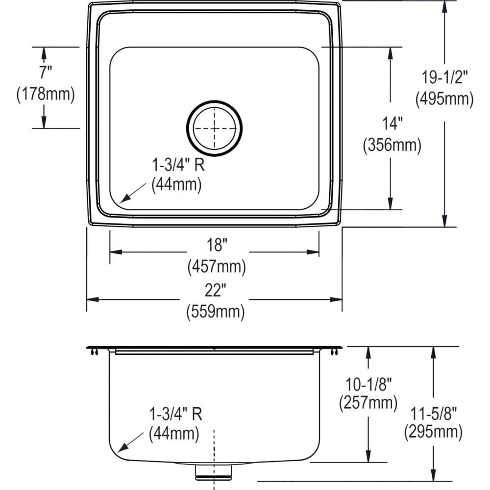 Elkay Gourmet Drop-In 22-in x 19.5-in Lustertone Single Bowl 1-Hole ...