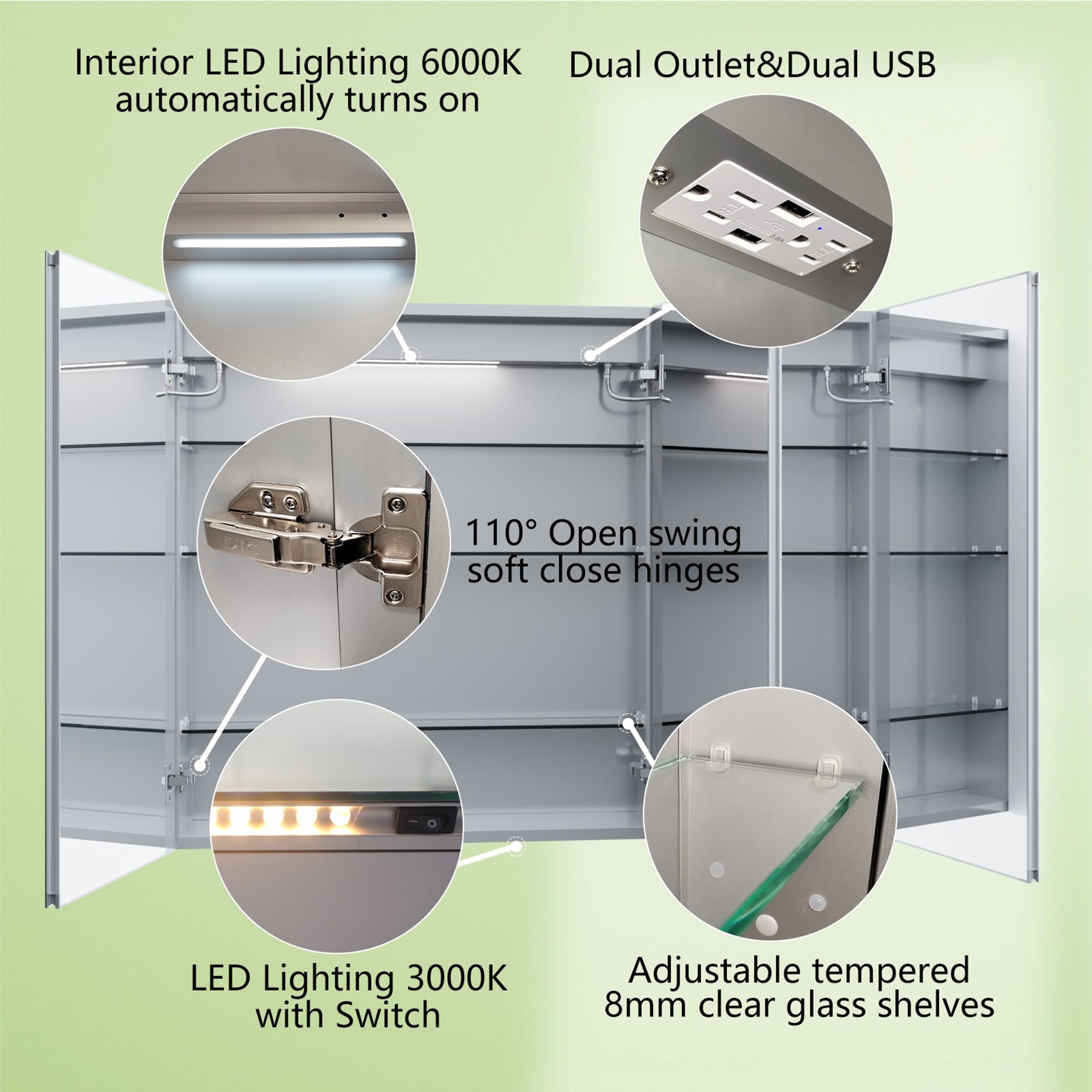 ExBrite 48-in x 36-in Lighted LED Fog Free Surface/Recessed Mount ...