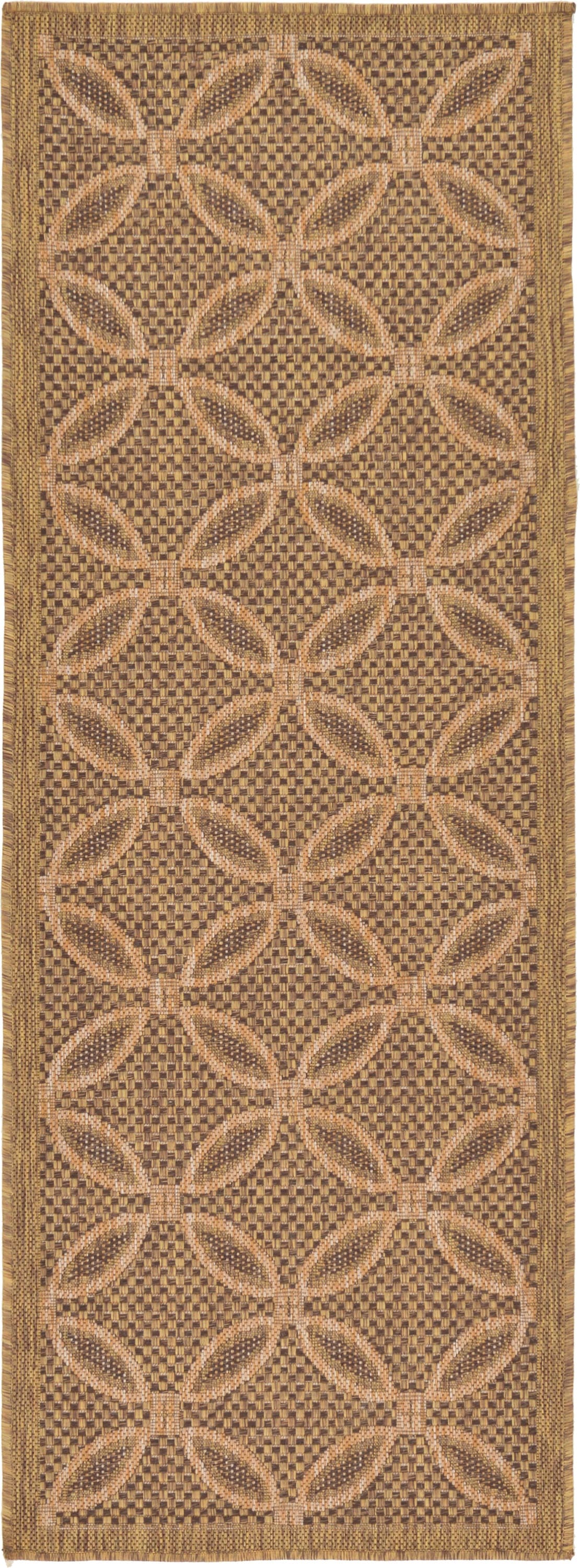 Light Brown Synthetic Reversible Outdoor Runner Rug