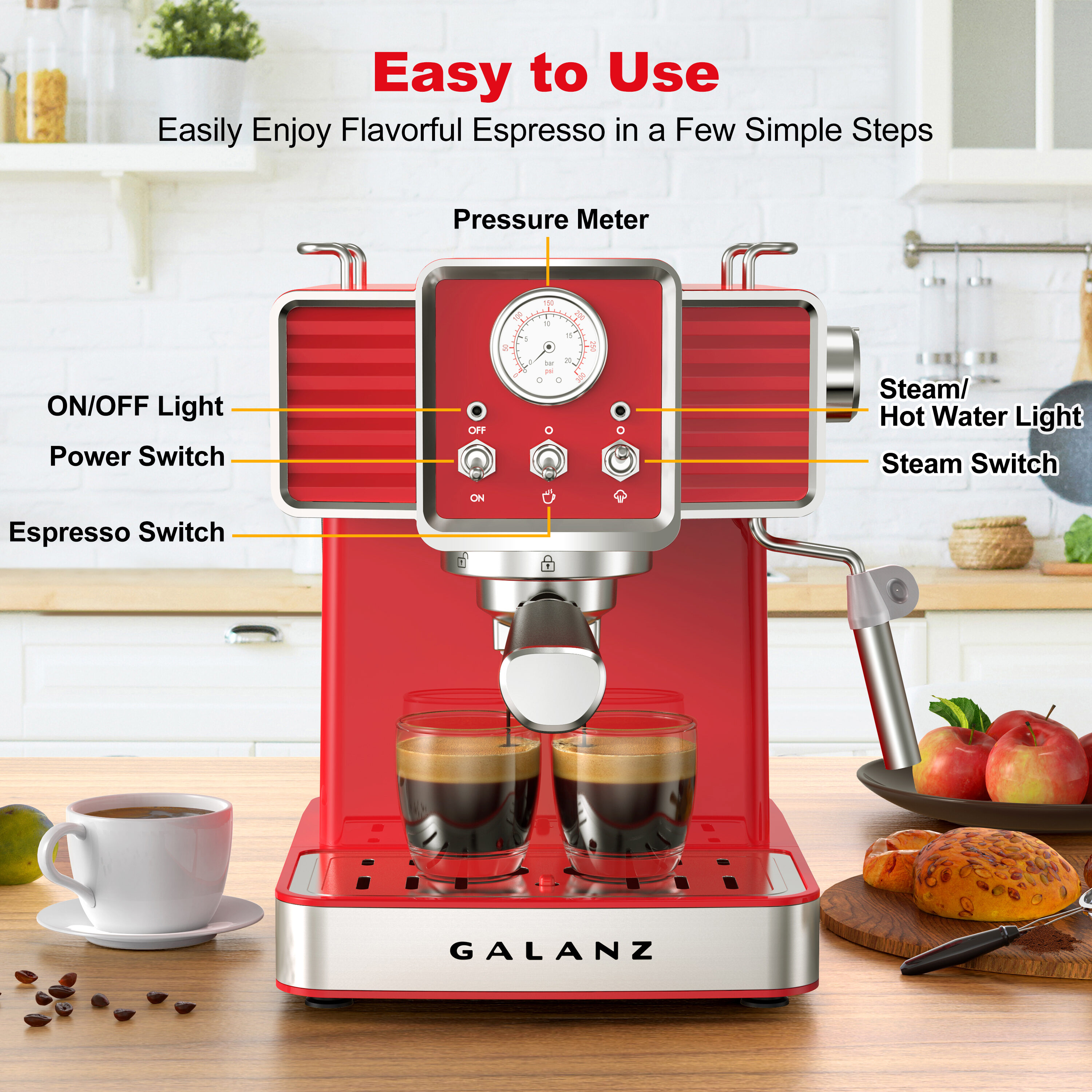 Galanz 2-in-1 Grind and Brew Coffee Maker with Adjustable Grind Size,  Digital LED Touch