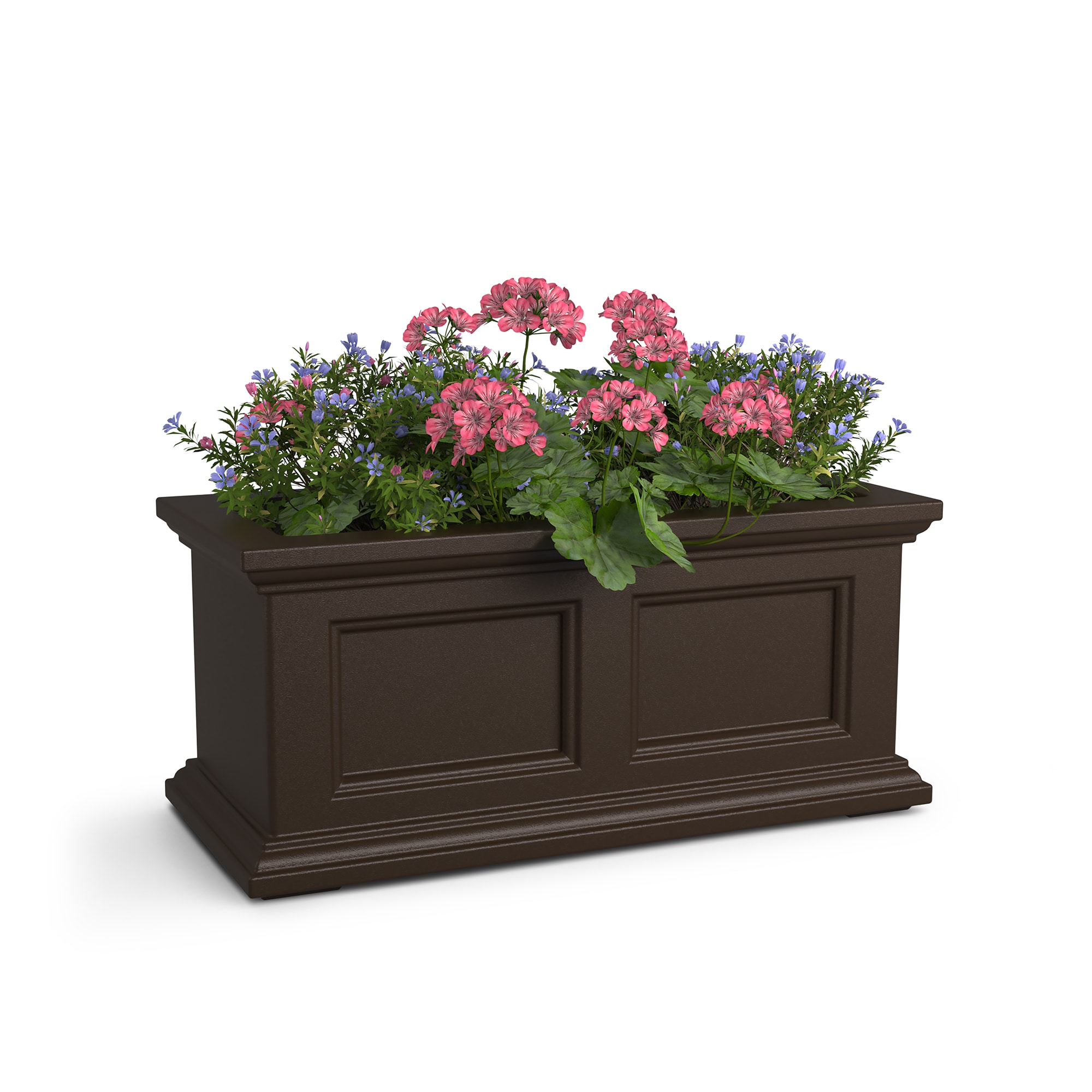 Mayne 4882-ES Rectangle 24-Inches W Medium Brown Plastic Outdoor Window box with Drainage Holes with Self Watering