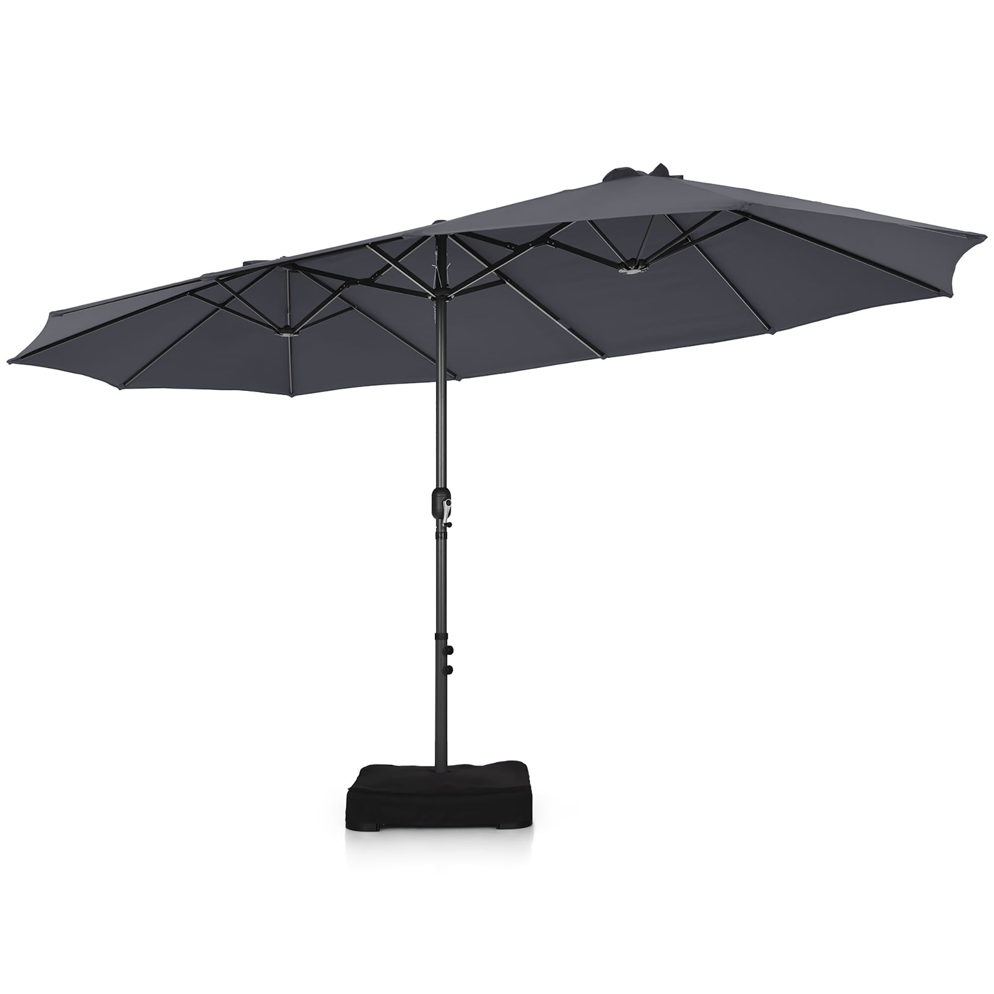 Costway LWS00261 9-ft Steel Gray Market Patio Umbrella with Base