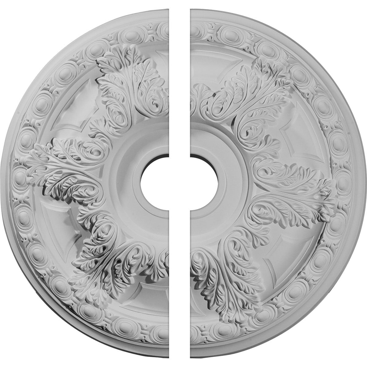 Ekena Millwork CM23GA2 Granada 23.375-in W x 23.375-in L Architectural White Polyurethane Split Ceiling Medallion