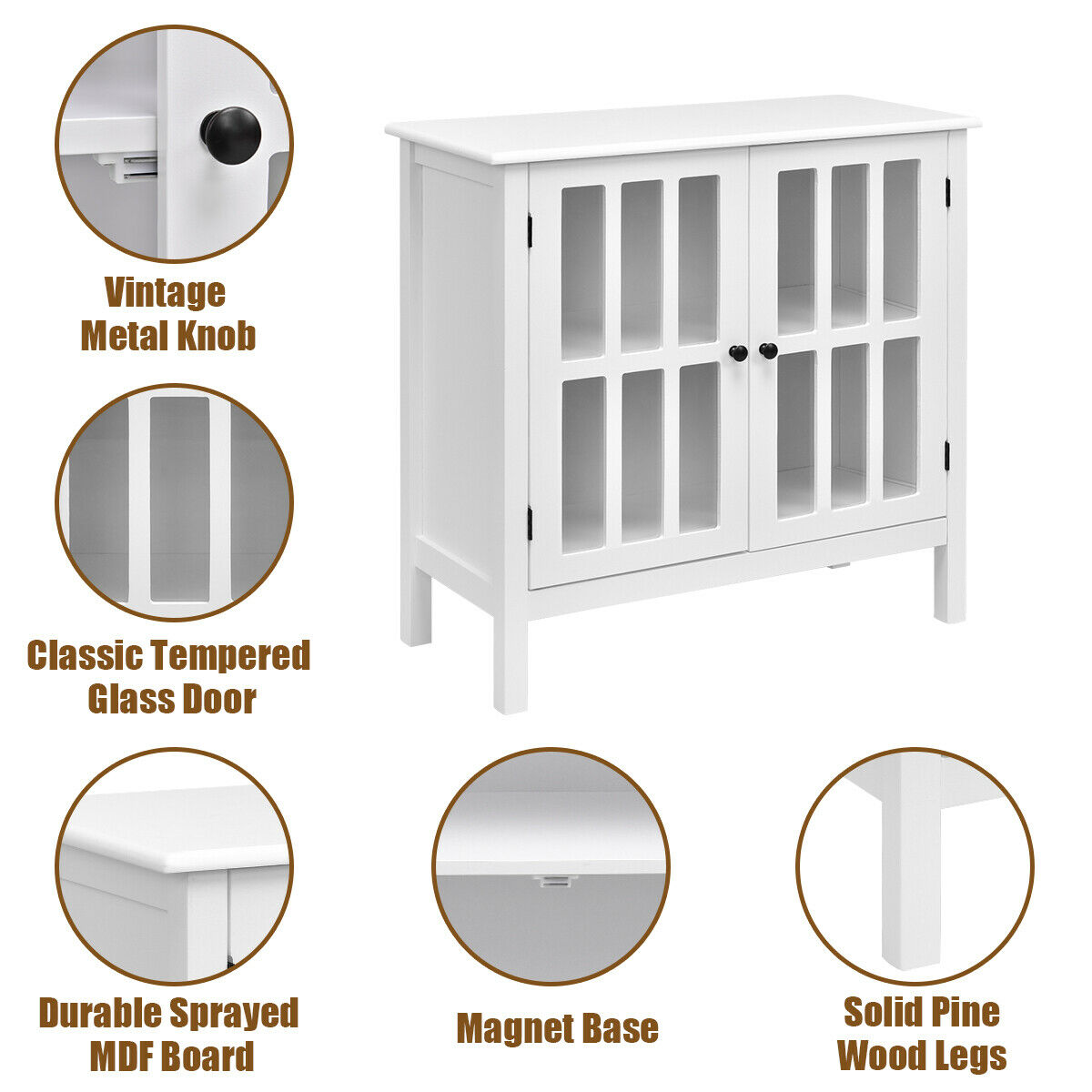 Costway 14-in W x 31-in H Wood Composite White Freestanding Utility Storage Cabinet