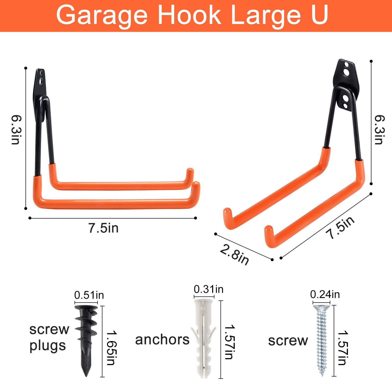 AOBEN AZG03-4-LW Garage-Storage-Hooks - View #2