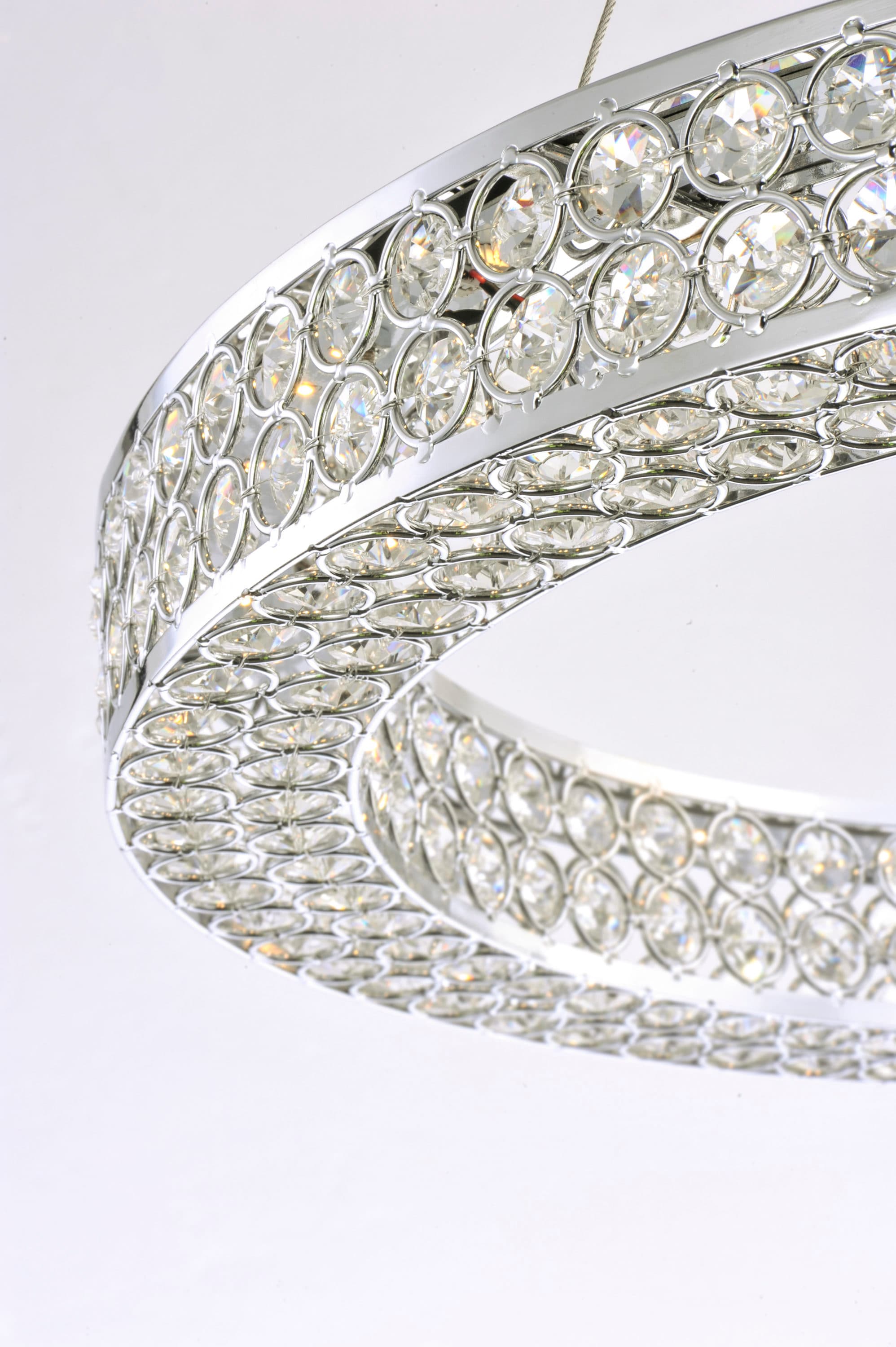 Polished Chrome Crystal LED Ring Pendant Light