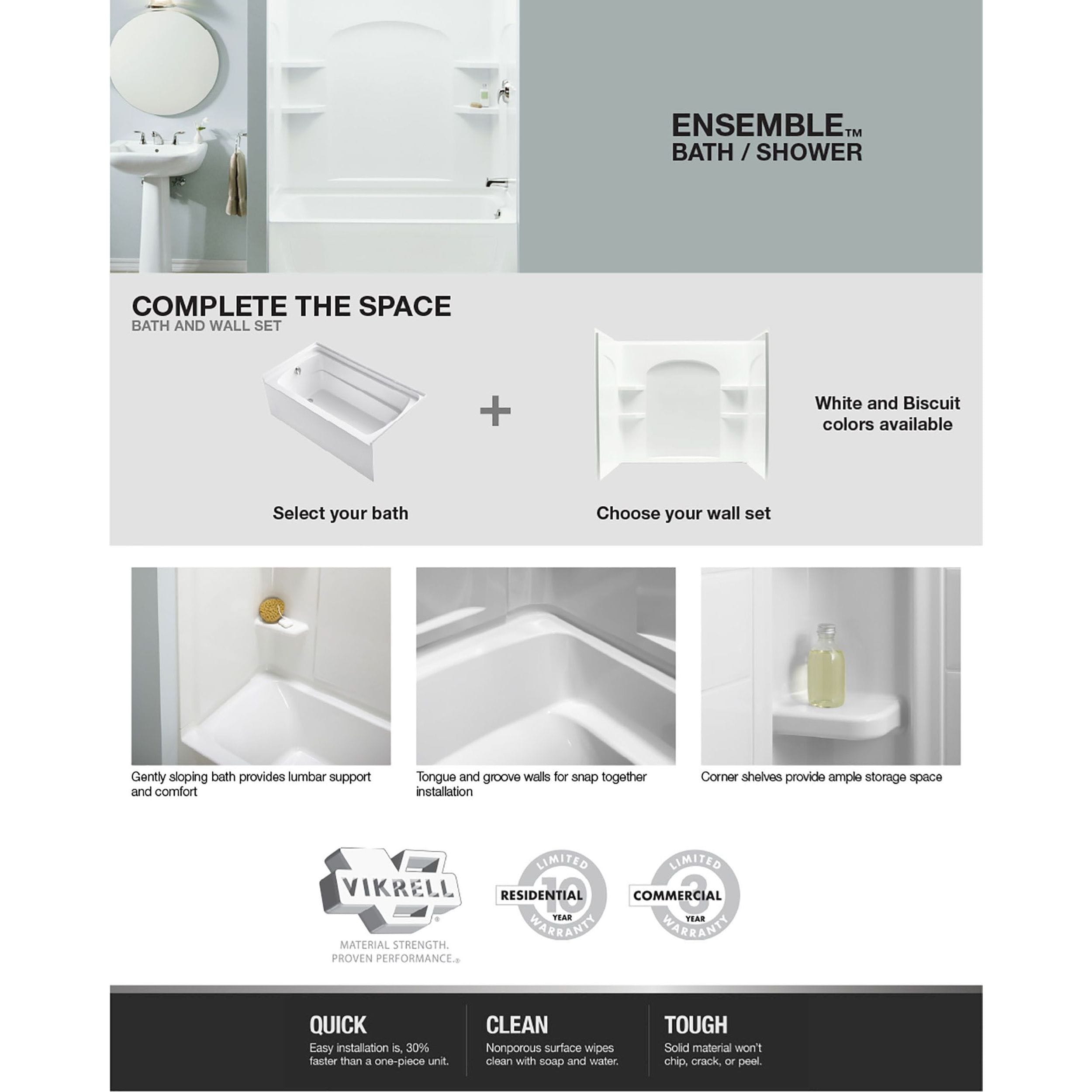 Sterling Ensemble AFD 32-in x 60-in x 76-in White 4-Piece Bathtub and  Shower Combination Kit in the Bathtub & Shower Combination department at