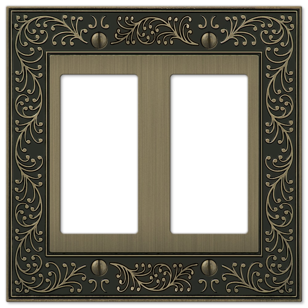 Amerelle 43RRBB 2 -Gang Specialty Size Brushed Brass Metal Indoor Decorator Wall Plate