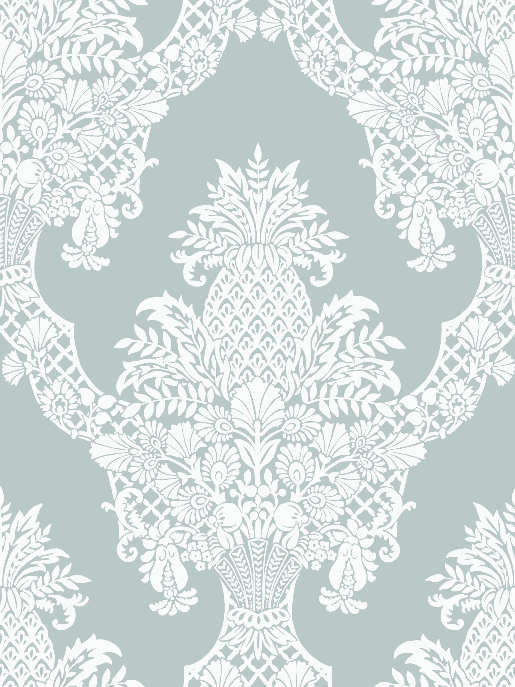 York Wallcoverings DM4973 Damask Resource Library 60.8-Sq. Feet Blue Non-woven Damask Prepasted Water Activated Paste Wallpaper