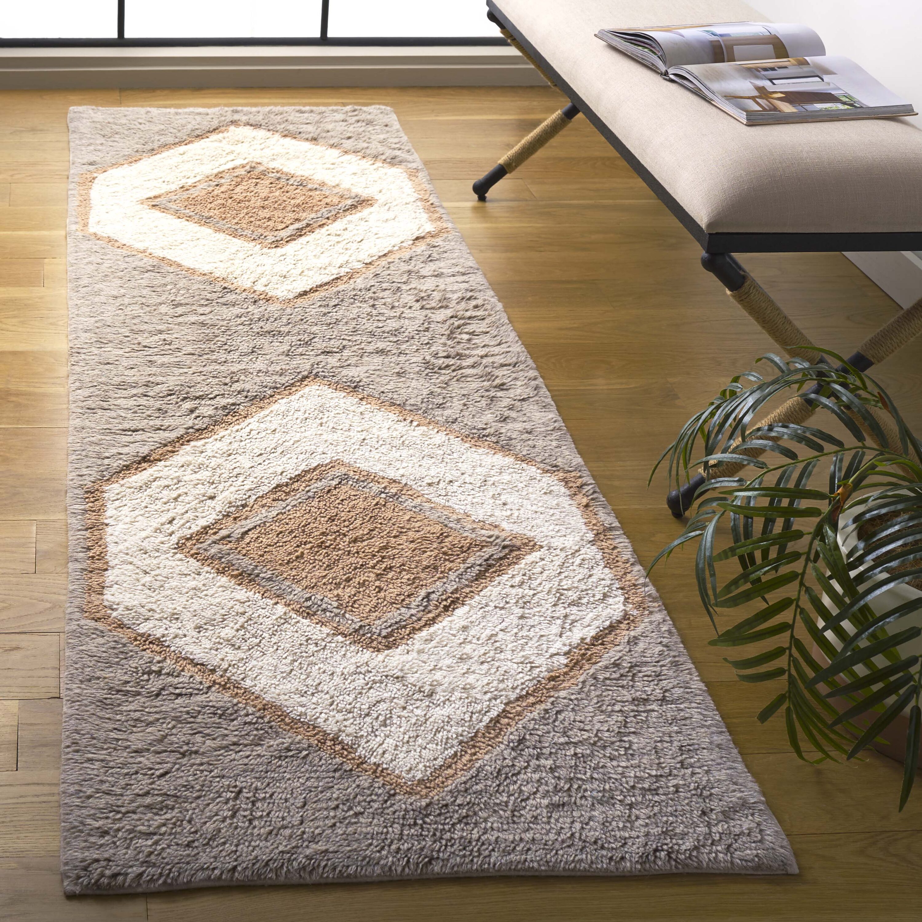  Vermont 557 Ivory/Brown Contemporary 2ft-3in x 8ft Runner Rug