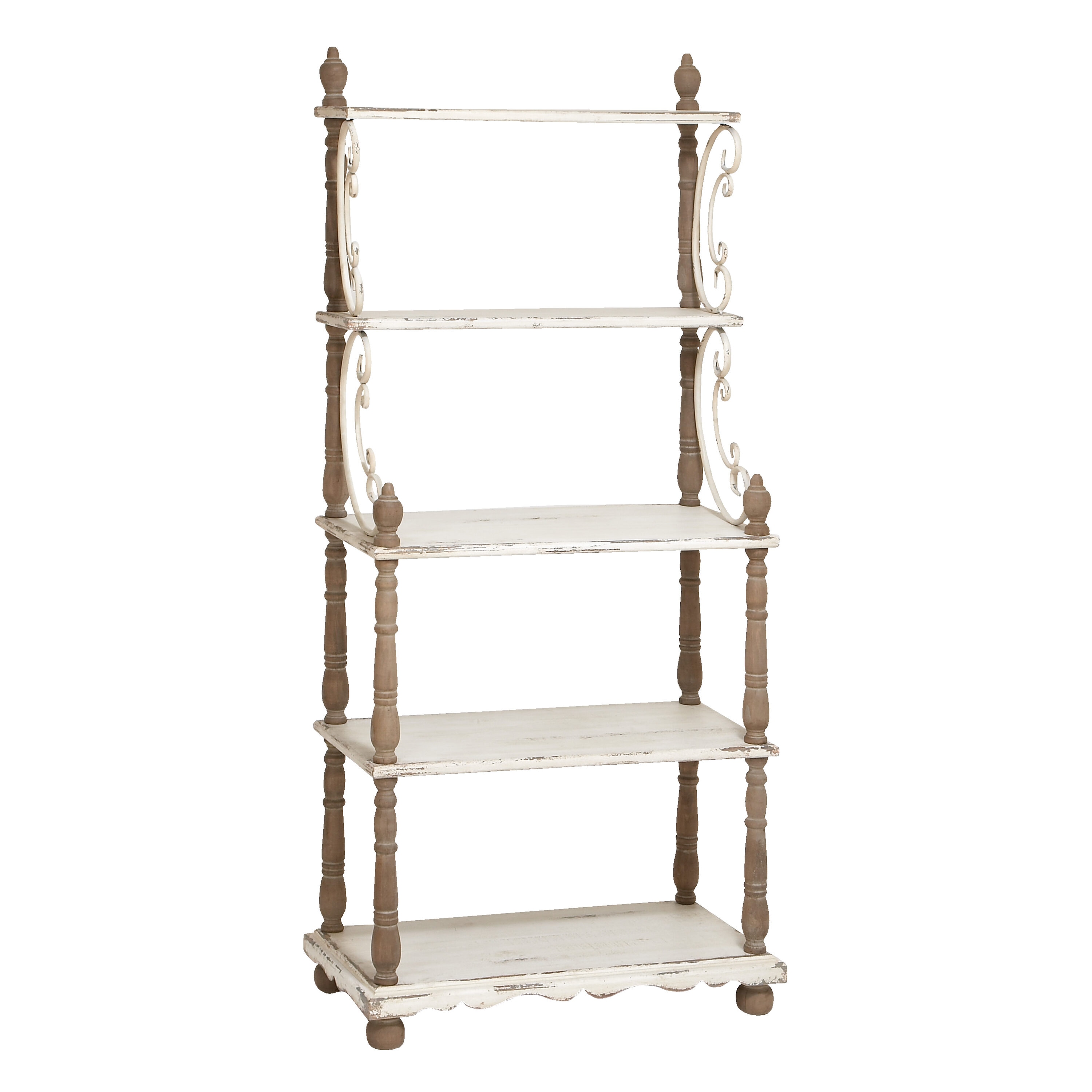 75" White and Brown Wood 5-Tier Farmhouse Baker's Rack