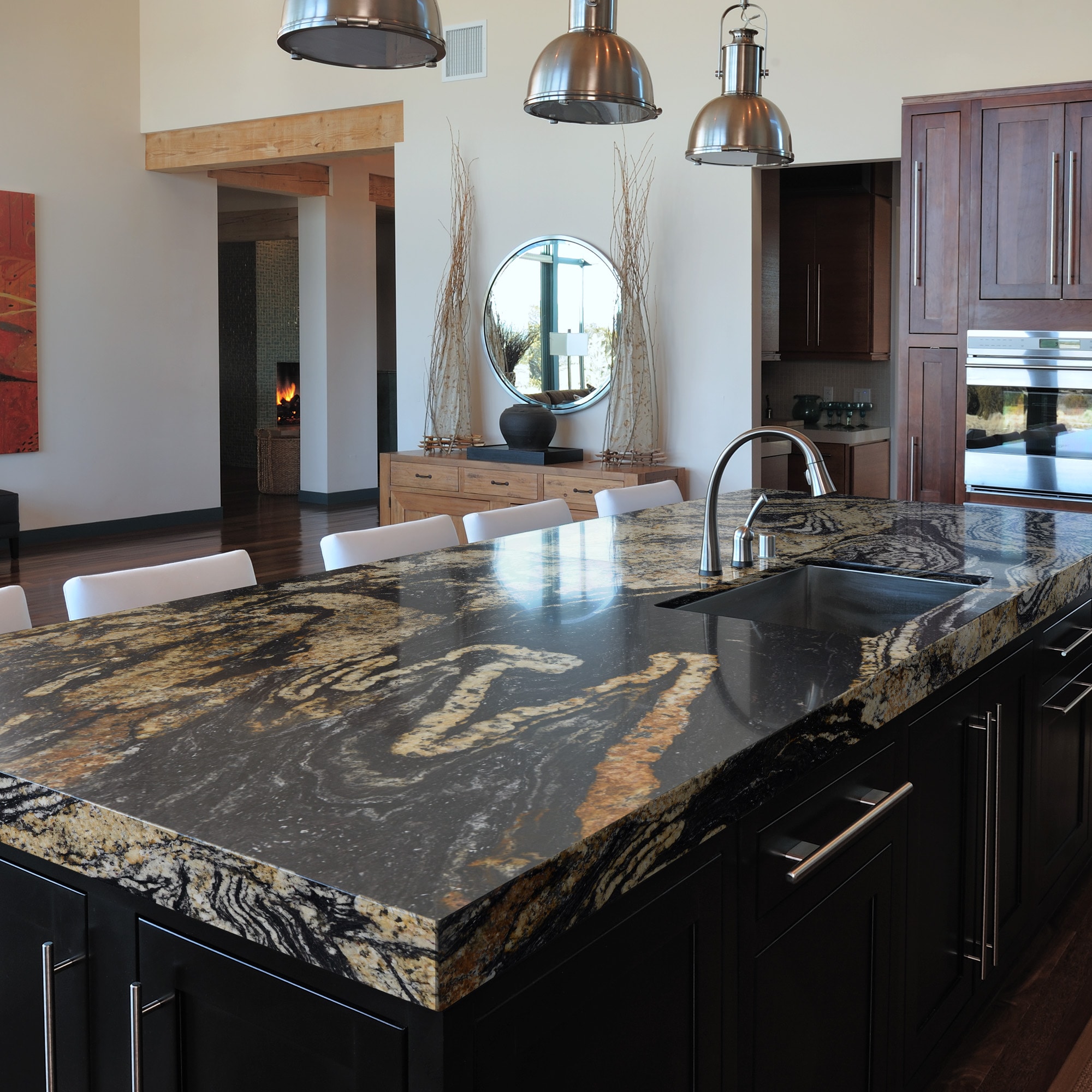 SenSa Orinoco Granite Black Kitchen Countertop Sample 18 in x 18 in