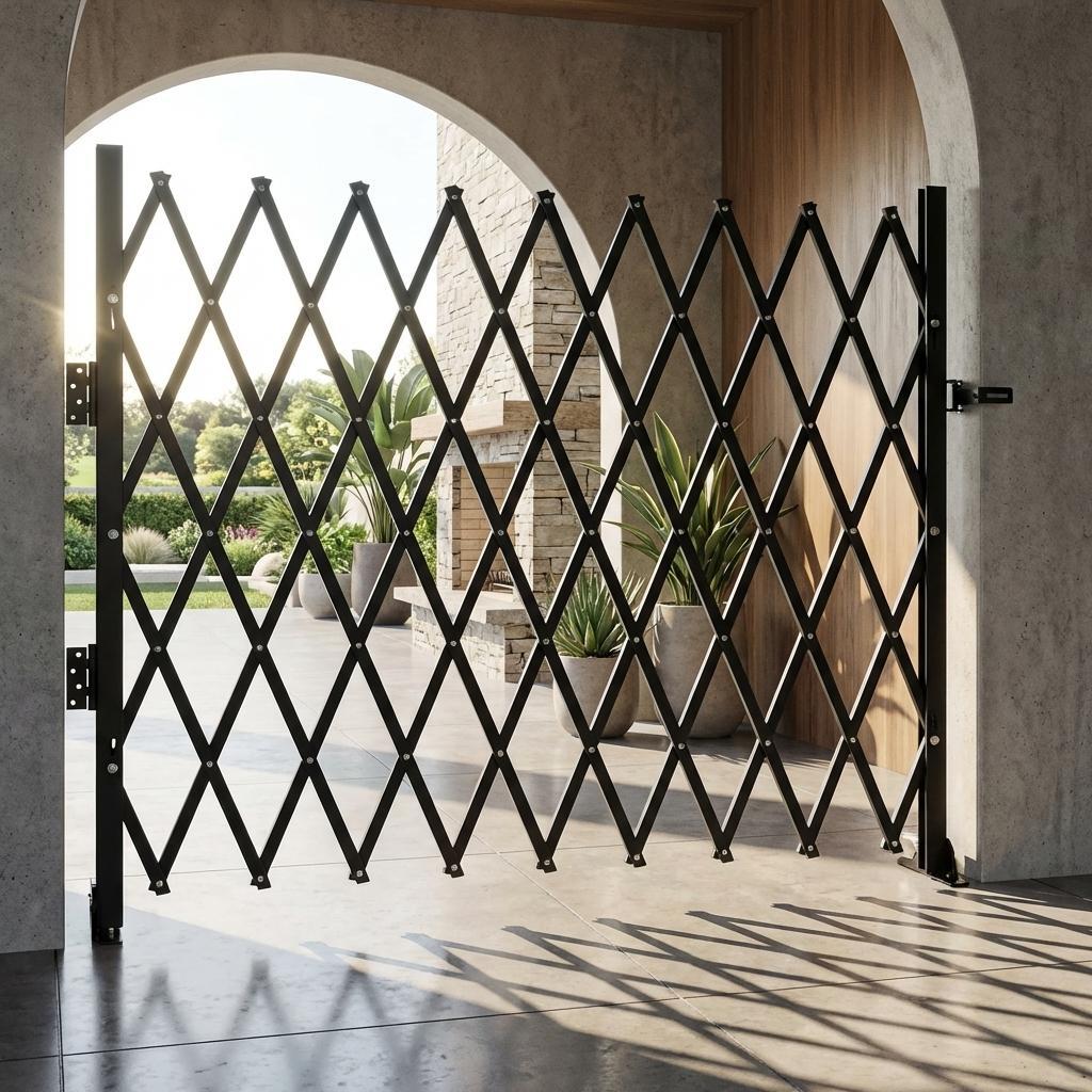 Encore Beets 63 X 70 Inch Folding Security Gate Expandable Heavy Duty Steel Barricade With Casters #NOVA-XWFFA7R4H