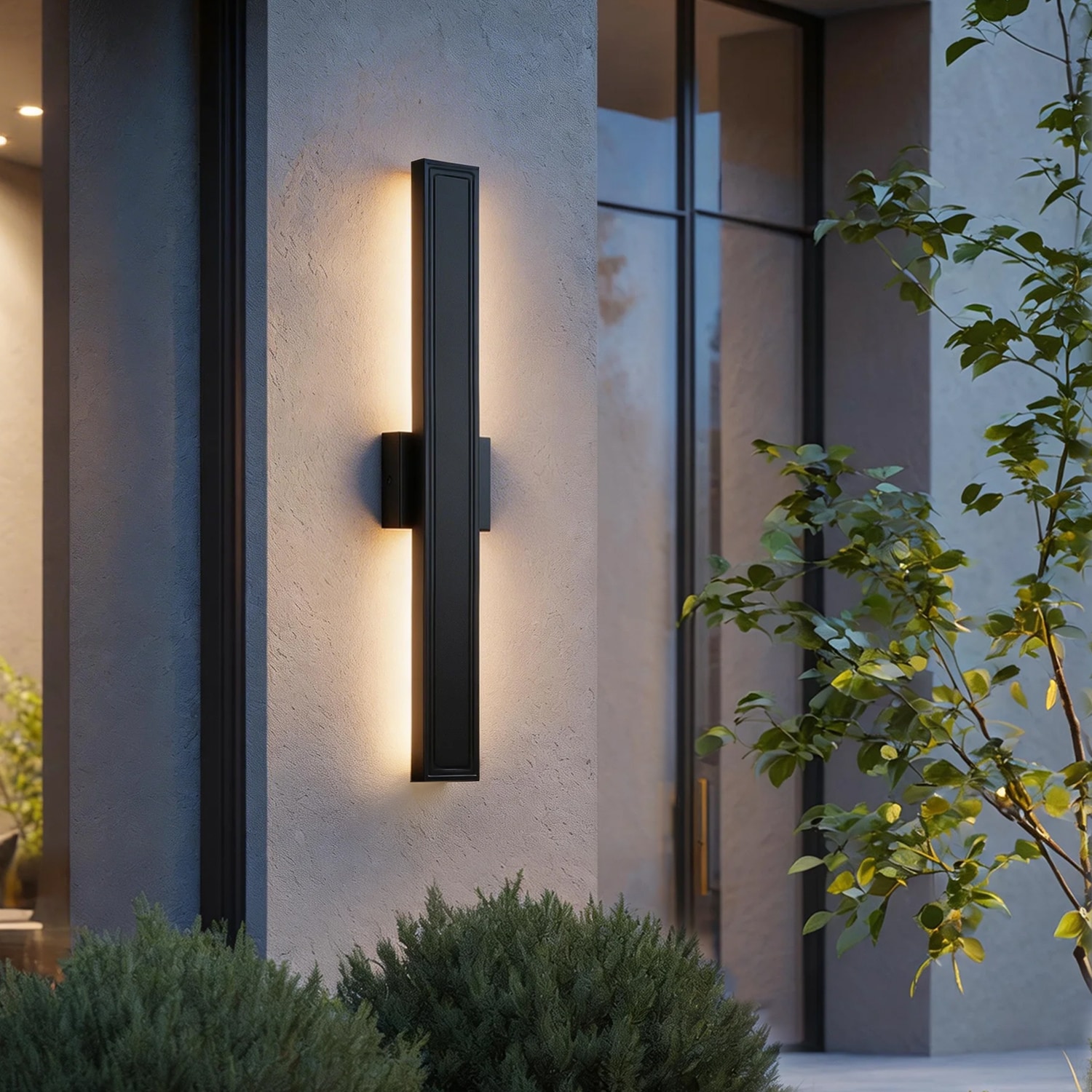 YANSUN 31.5-in H Matte Black Hardwired Integrated LED Outdoor Wall Light