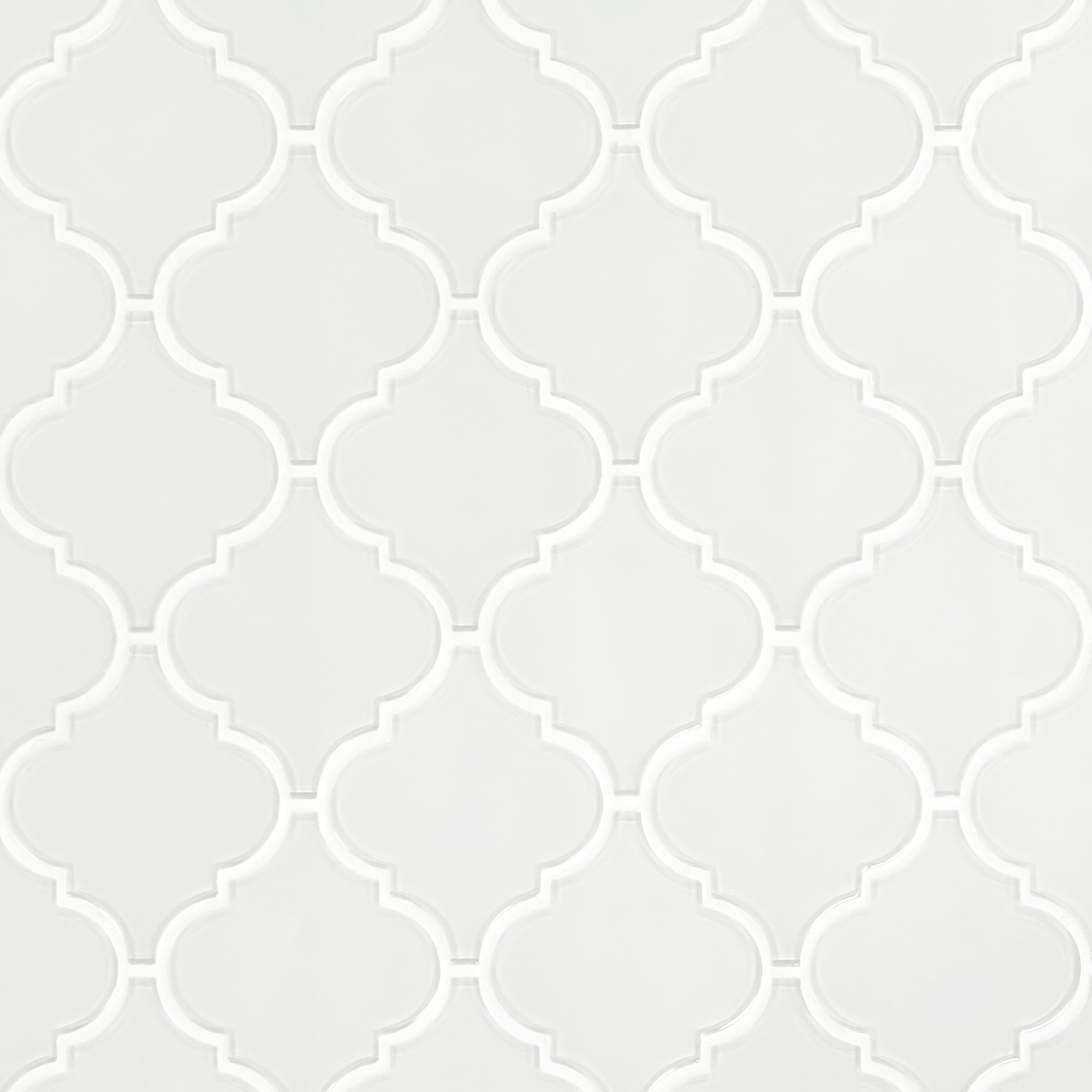 SUNWINGS OVAM-BLK-10 White 8-in x 12-in Polished Glass Arabesque Mosaic Wall Tile ( 7.6-sq ft Carton )