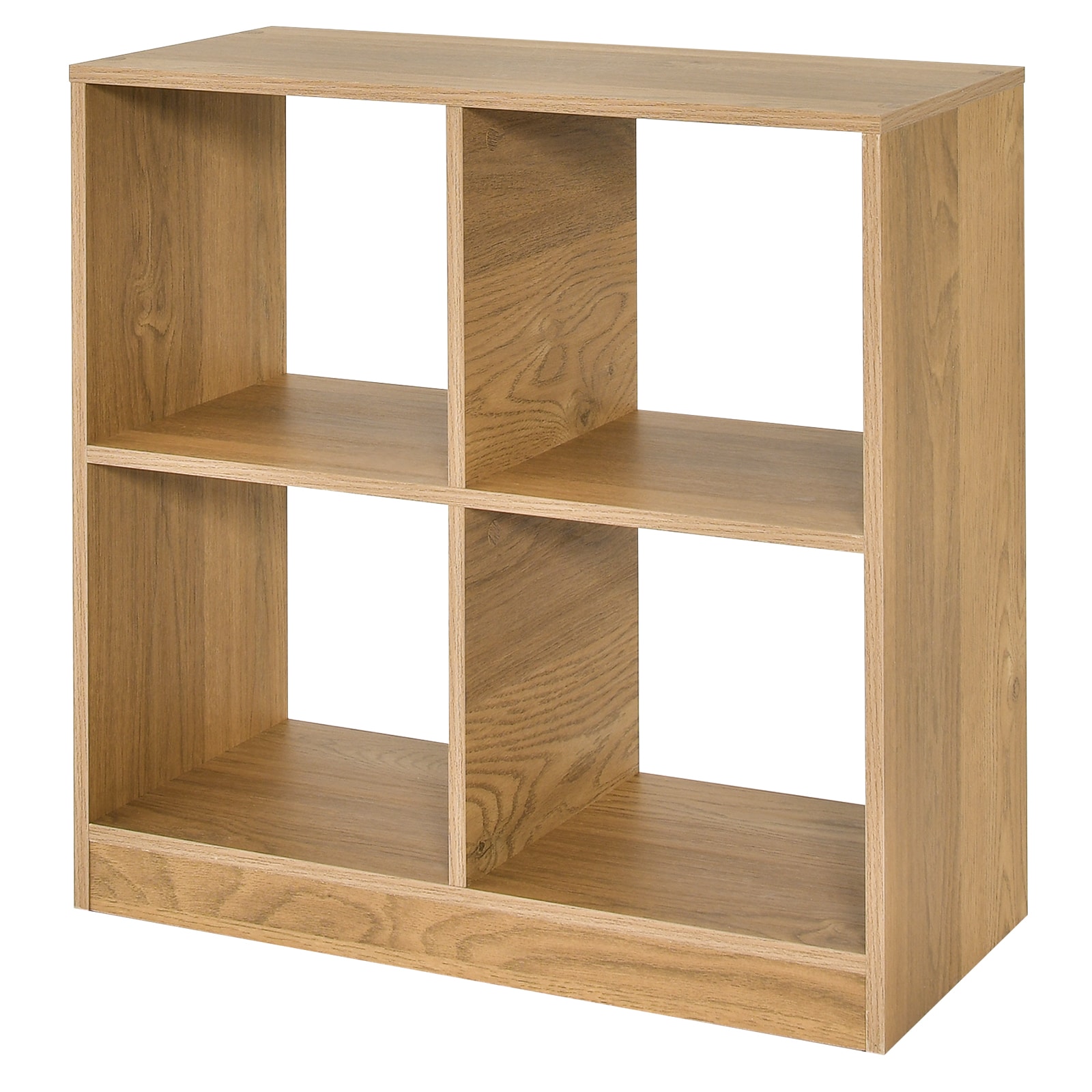Slickblue D-CO-AN34401BC Natural/ White 4-Cube Kids Bookcase Organizer (29W x 29H x 13D) with Spacious Top for Bedroom Playroom or Classroom