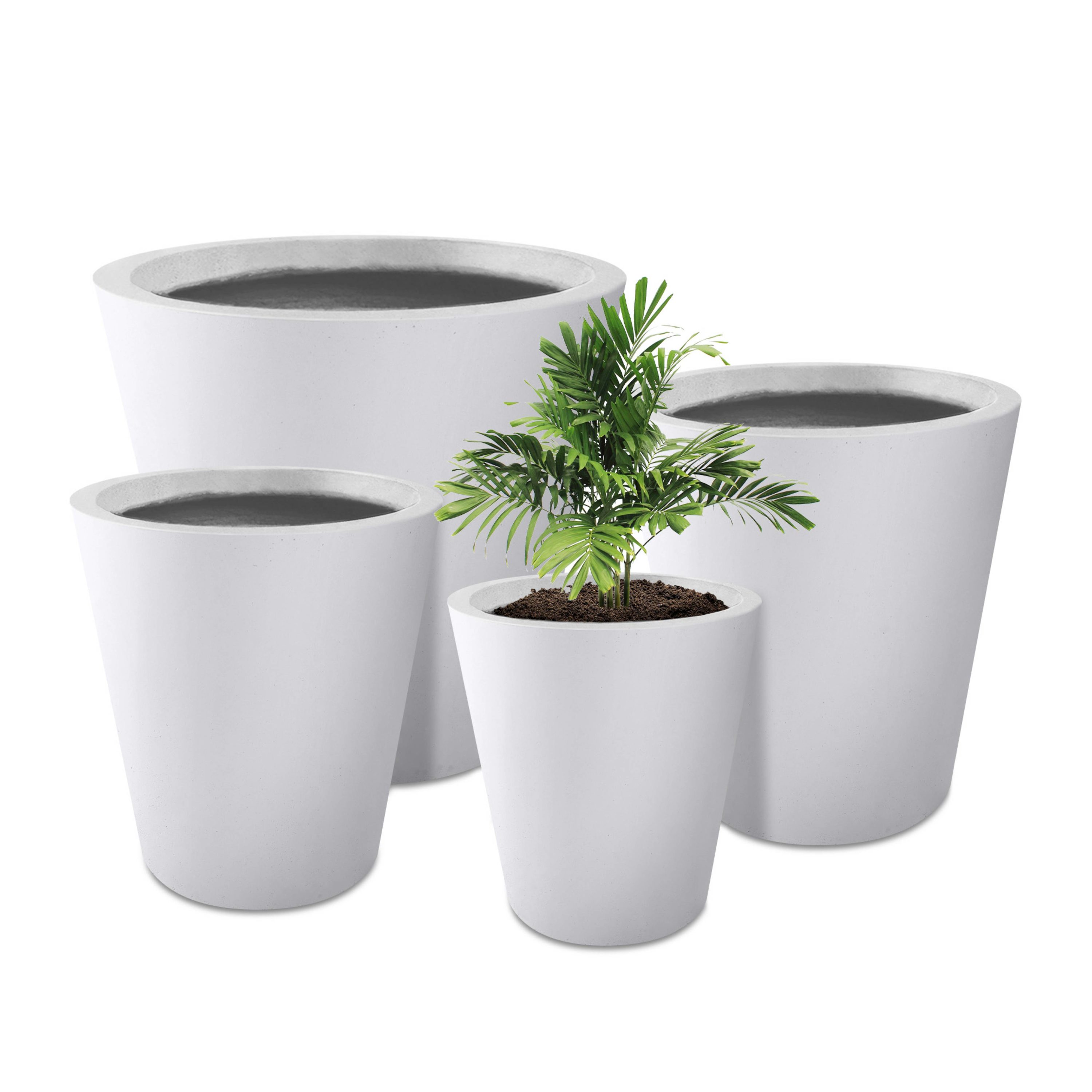 Pure Garden Cylinder Gray Set of 3 Fiber Clay Planters