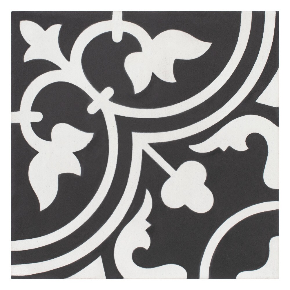 Affinity Tile S1FVBARTCO (Sample) Cemento Arte Coal 4-in x 4-in Matte Cement Encaustic Thinset Mortar Tile