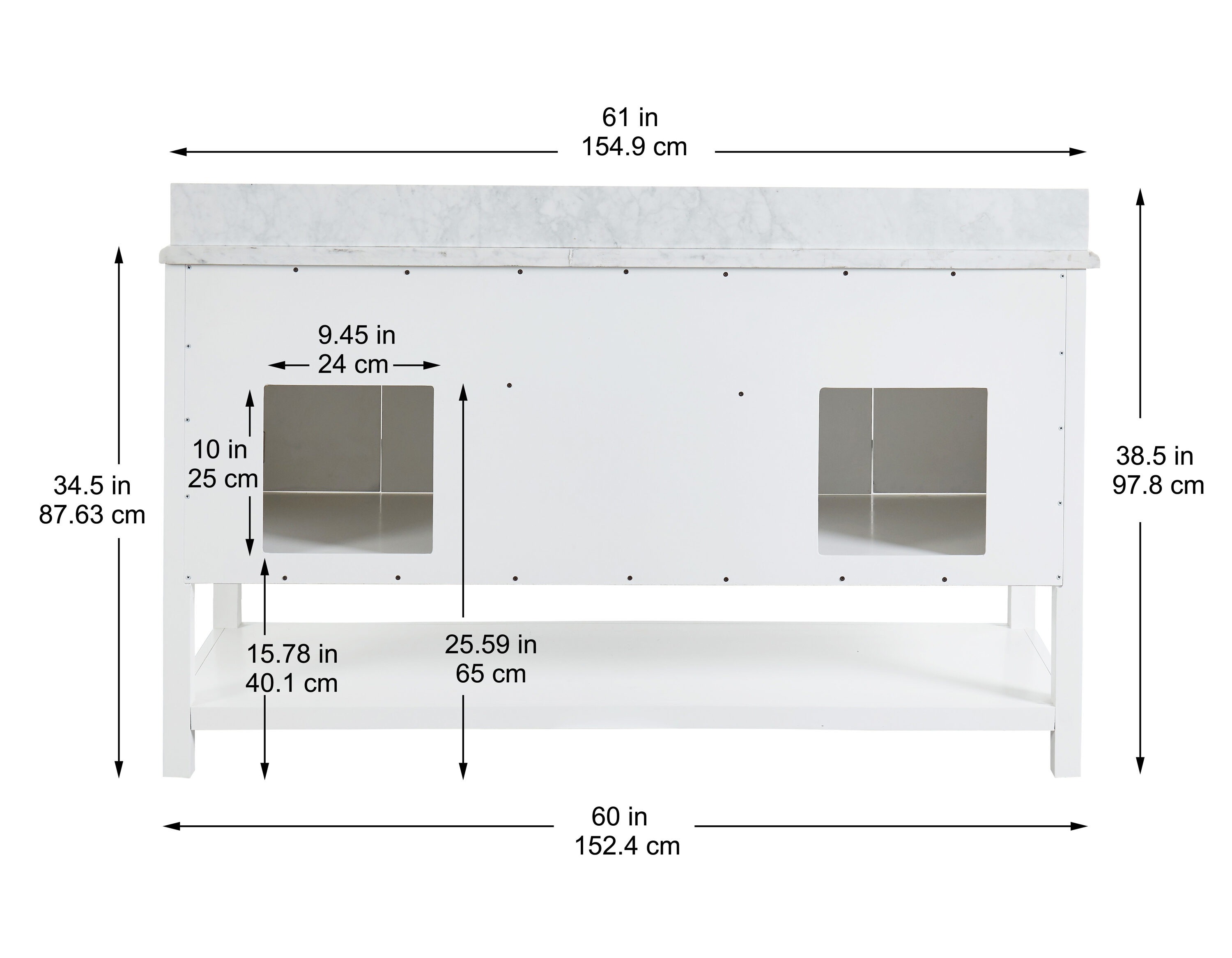 Allen + Roth Presnell 61-in Dove White Double Sink Bathroom Vanity with Carrara White Natural Marble Top | 261065