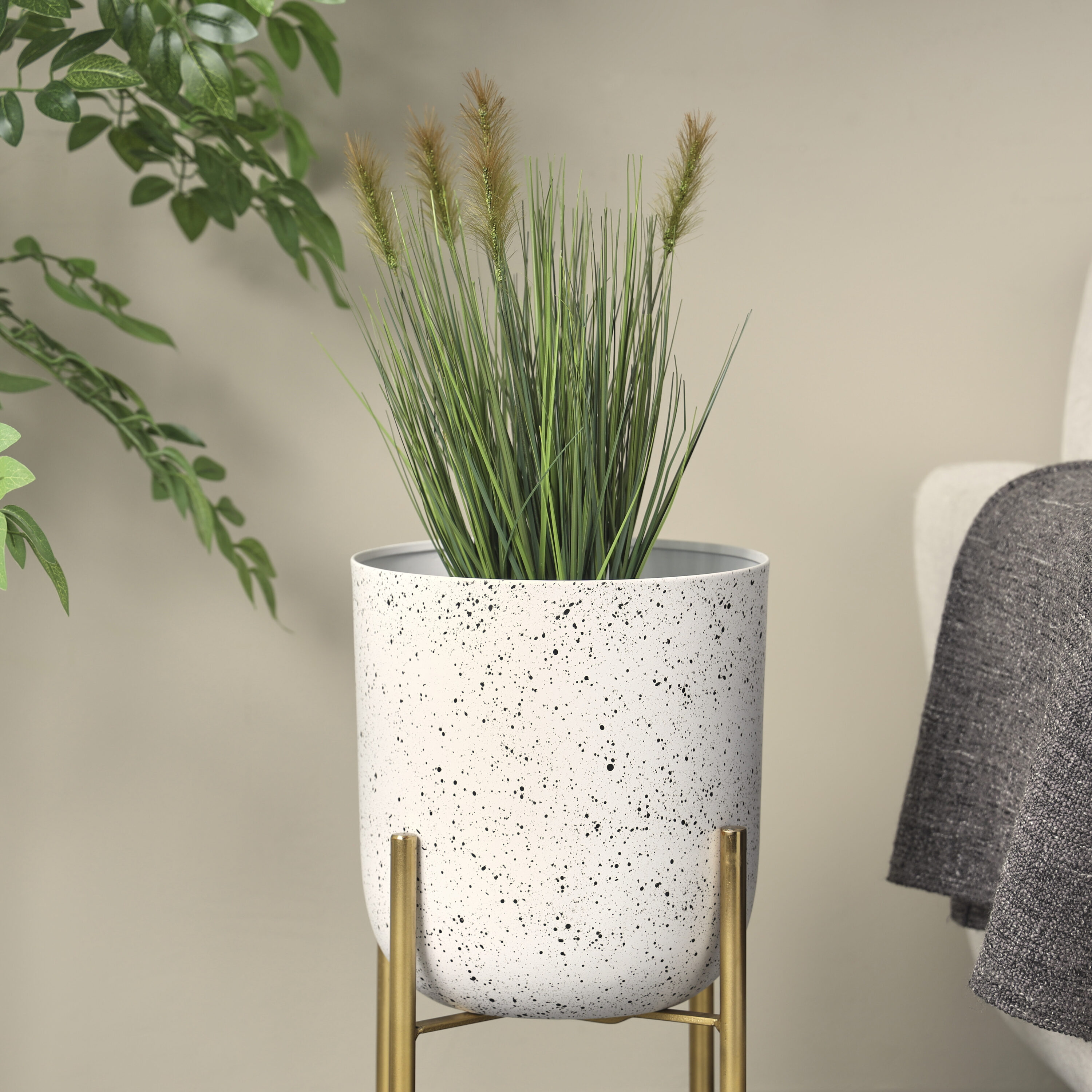 Grayson Lane 821506 20.2-Inches Green with White Pot Indoor Desktop Mixed greenery Artificial plant