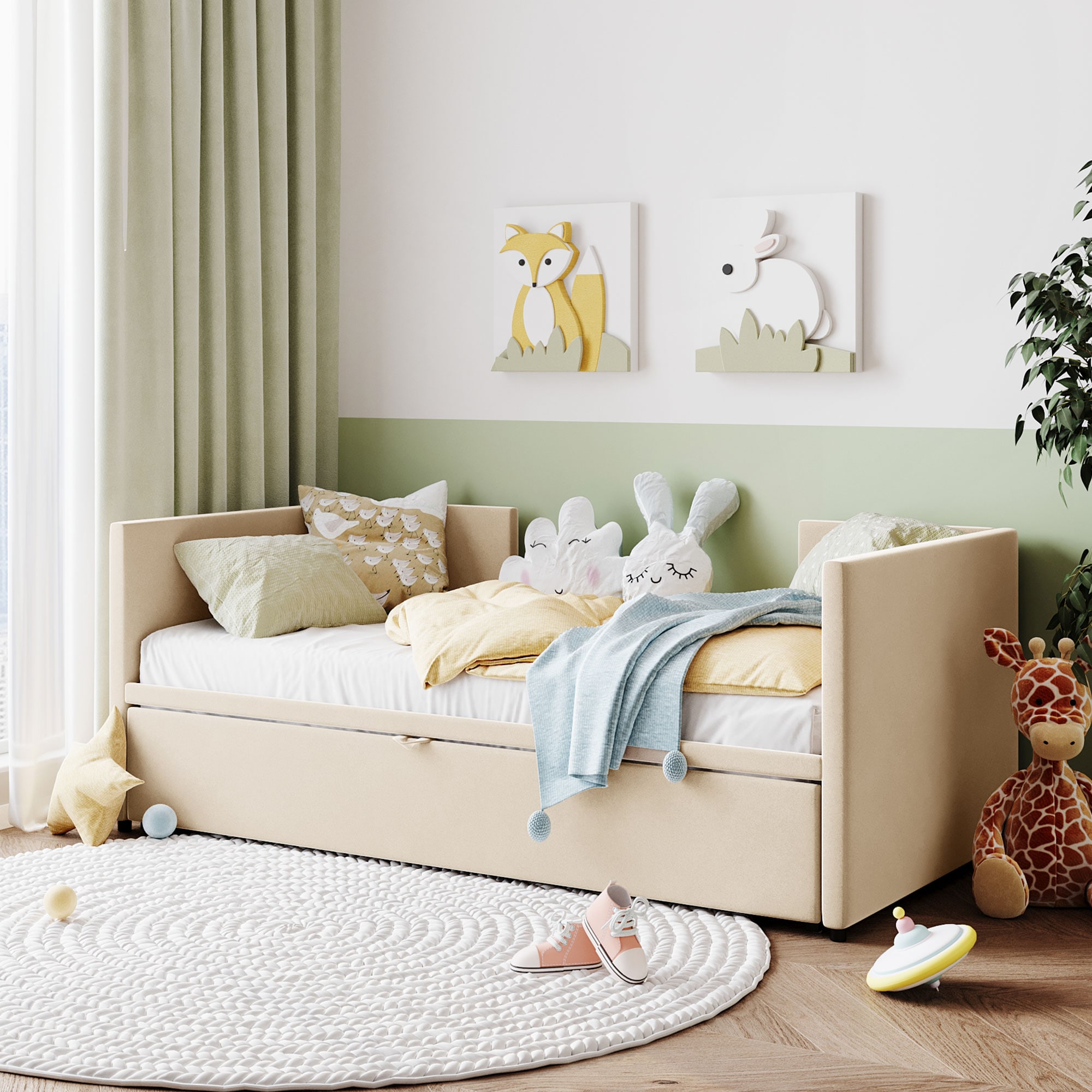 ModernLuxe L-SF000005AAA Beige Twin Wood Daybed Bed