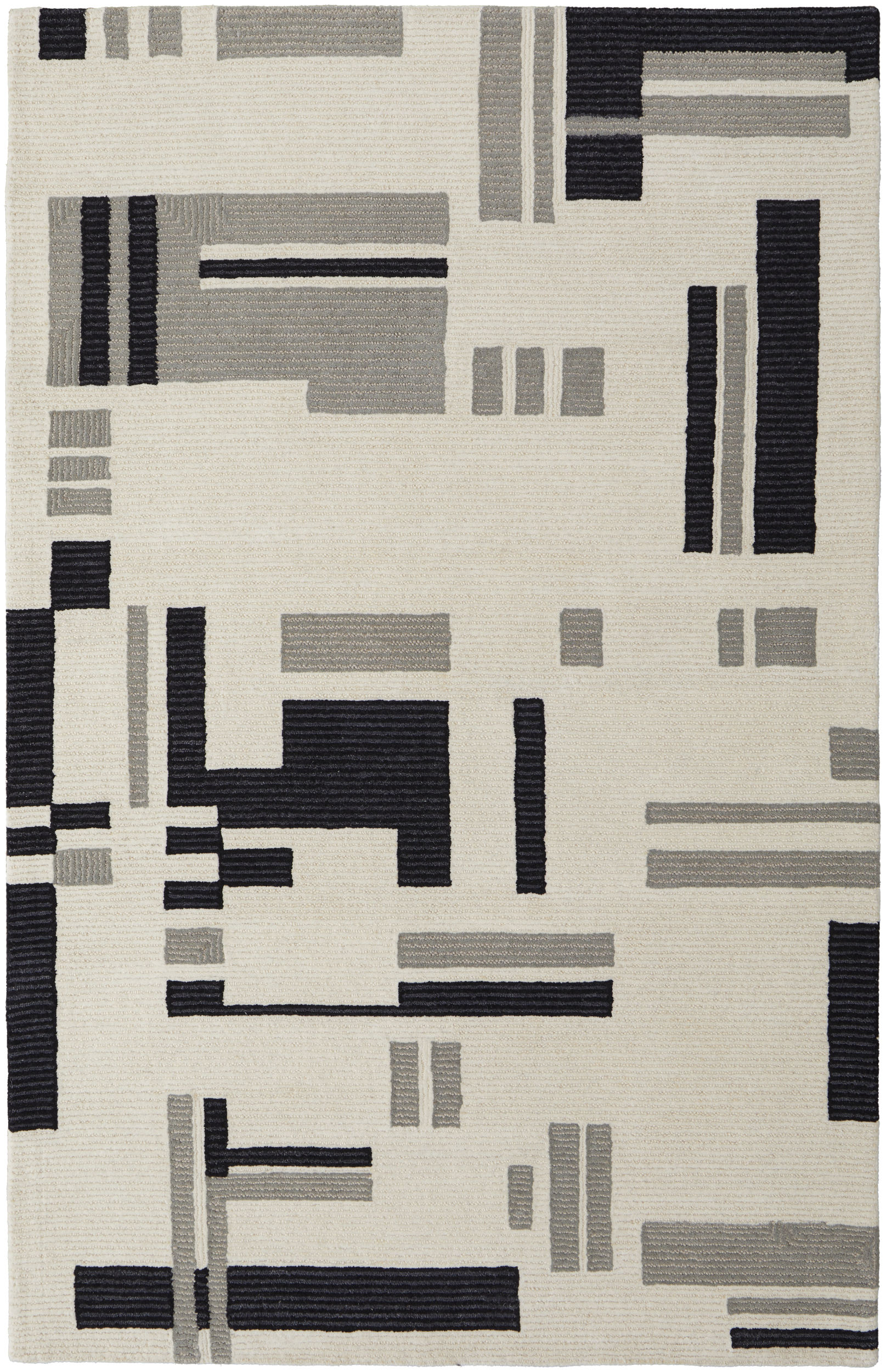 Room Envy MGRR8903IVYBLKF00 8 x 10 (ft) Tufted Wool Ivory/Taupe Rectangular Indoor Abstract Area rug