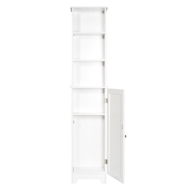 Redmon Contemporary Country Collection 13.38-in W x 65-in H x 8-in D White MDF Freestanding Linen Cabinet Redmon Contemporary Country Collection 13.38-in W x 65-in H x 8-in D White MDF Freestanding Linen Cabinet