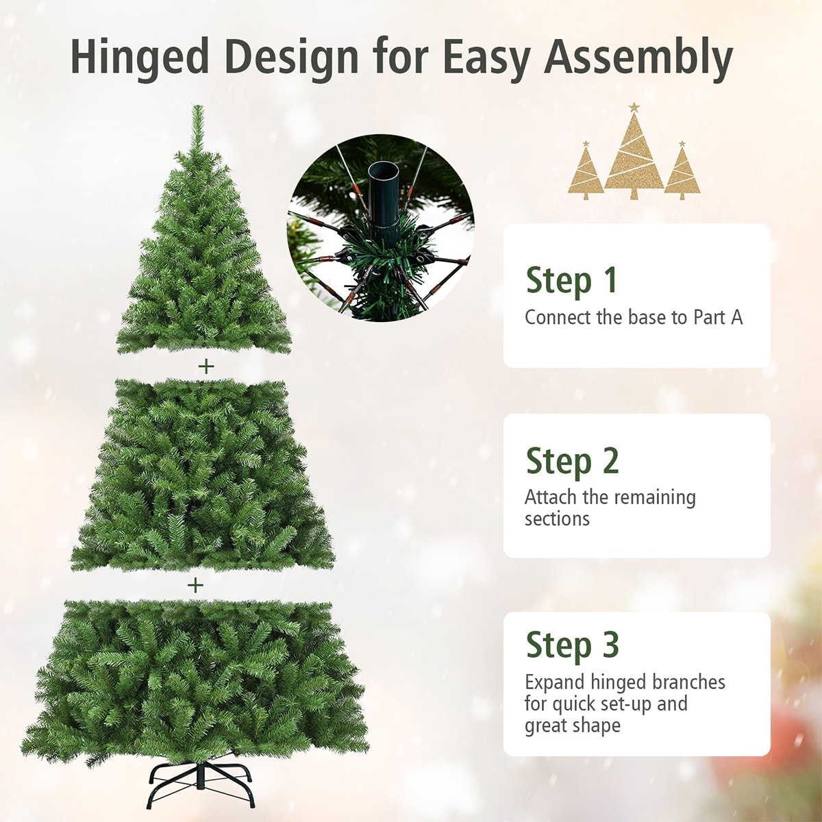 WELLFOR HYG24086US Artificial-Christmas-Trees - View #2