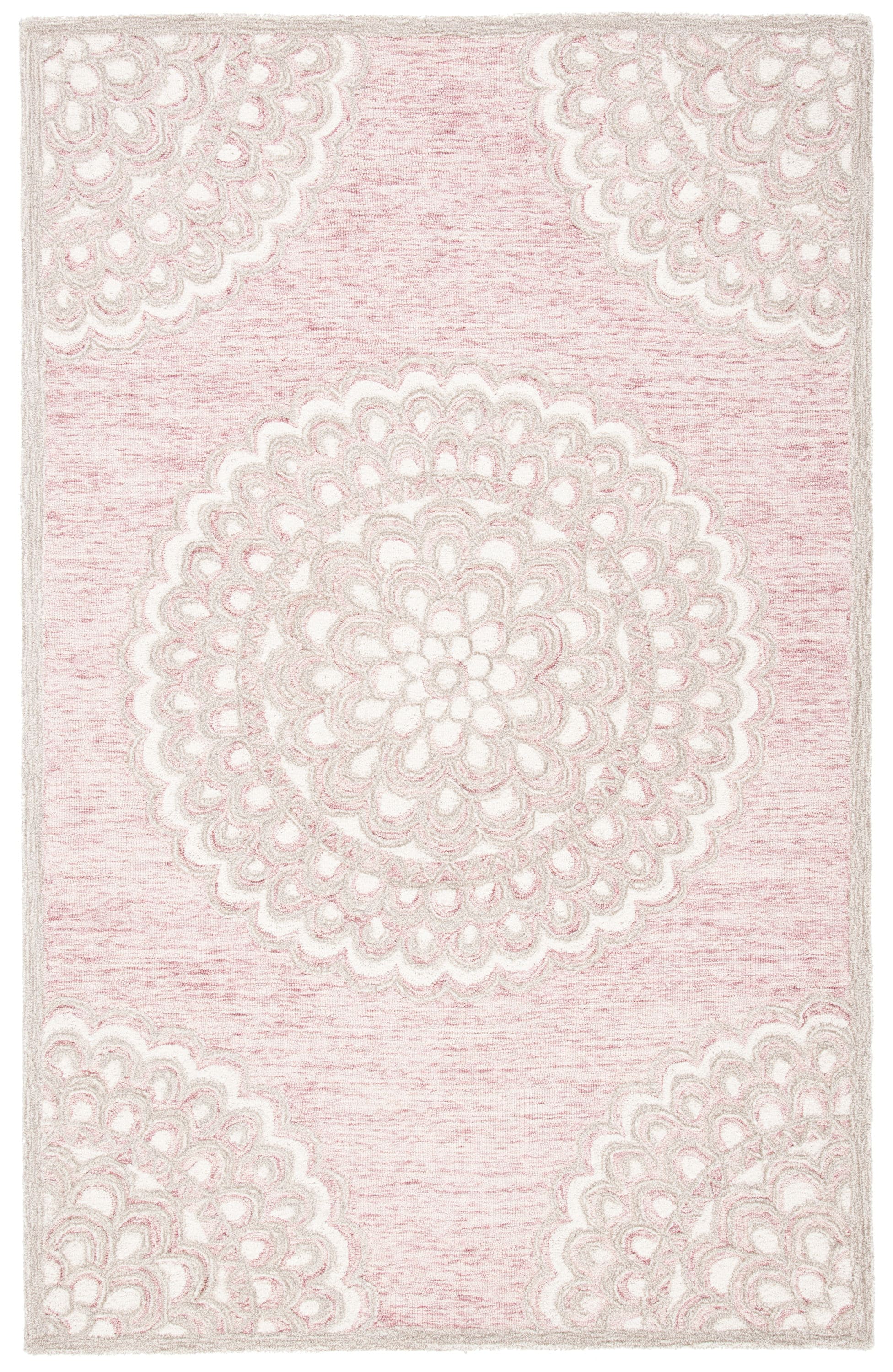 Safavieh MET901U-5 Metro Chiaffreda 5 x 8 (ft) Tufted Wool Dark Pink/Ivory Rectangular Indoor Medallion Bohemian/Eclectic Area rug