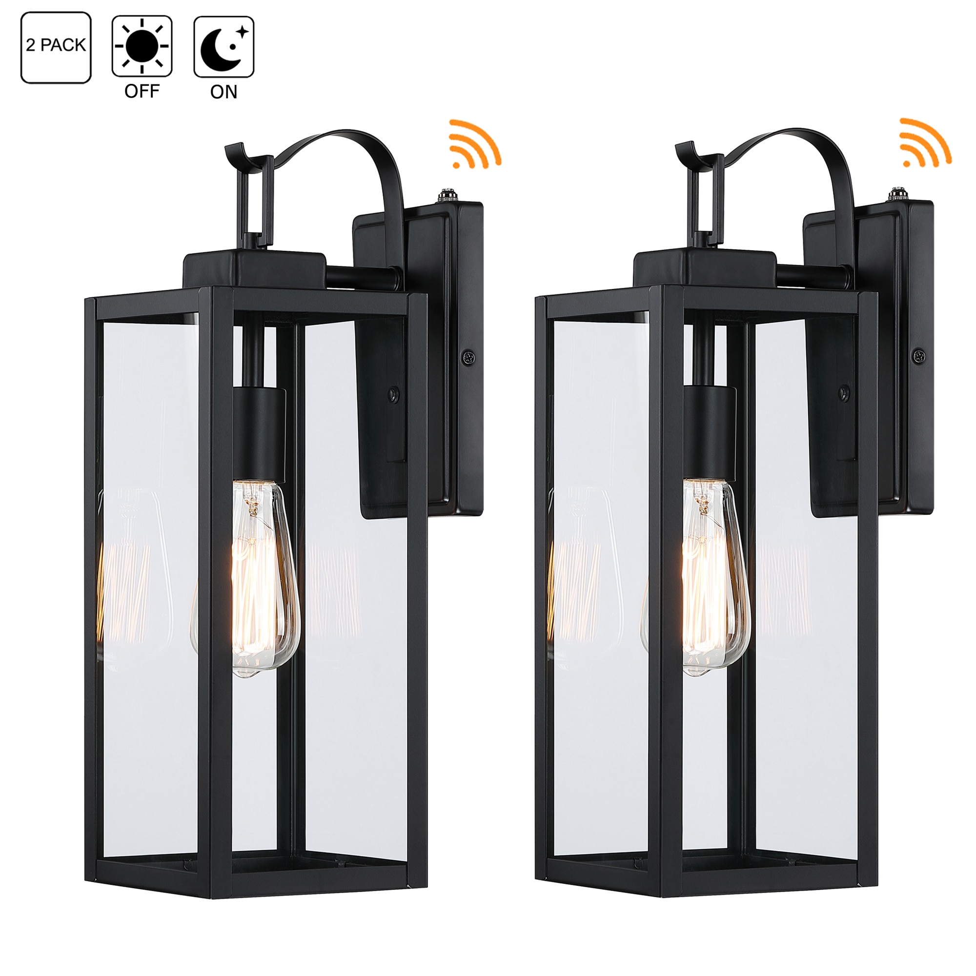 Hukoro 2-Pack 1-Light 17.75-in Matte Black Outdoor Wall Light in the Outdoor  Wall Lights department at