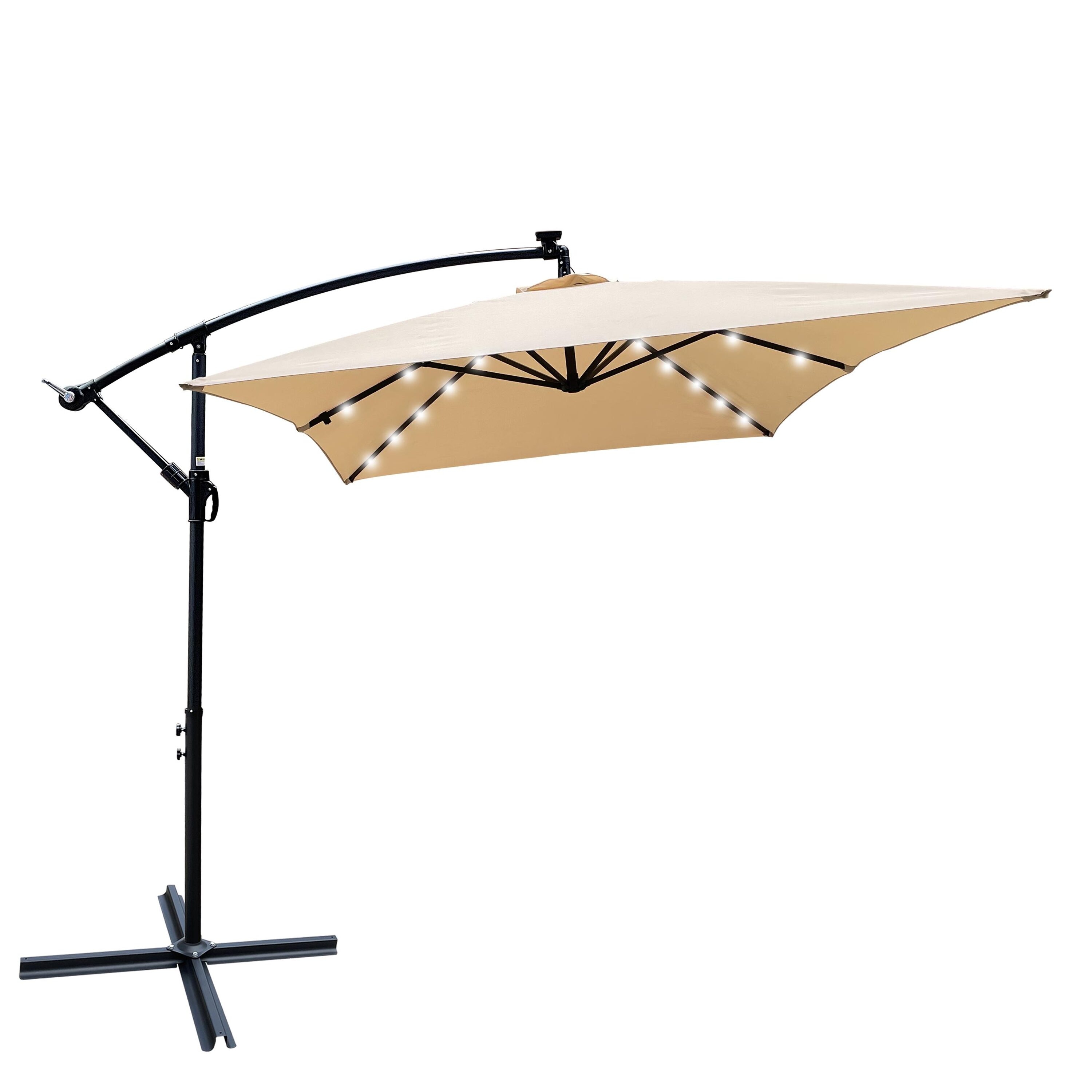 Bayfeve BF-7030-UM 10-ft Steel Tan Cantilever Patio Umbrella with Lights