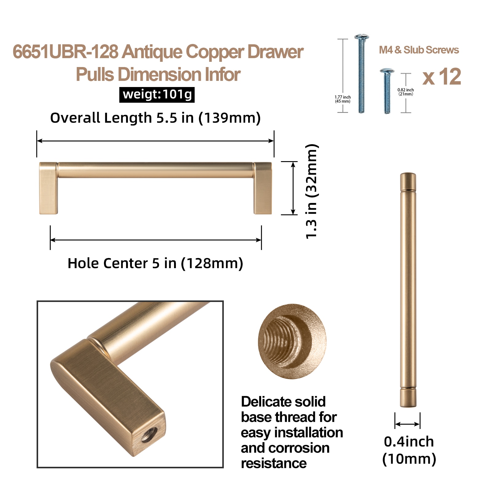 Miaokesen 6651UBR-128 Cabinet-Pulls - View #2