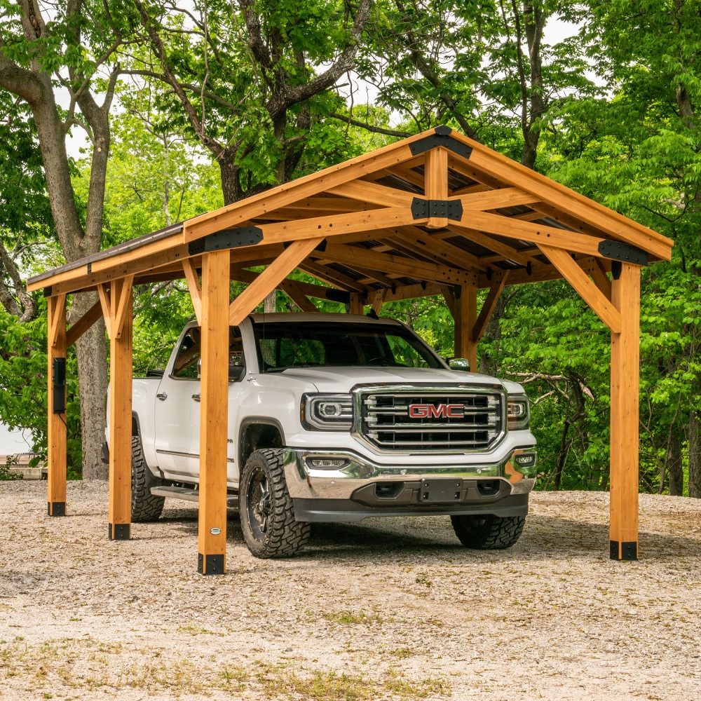 Backyard Discovery 2207011COM 12-ft x 20-ft Brown Rectangle Gazebo with Hardtop Steel Roof
