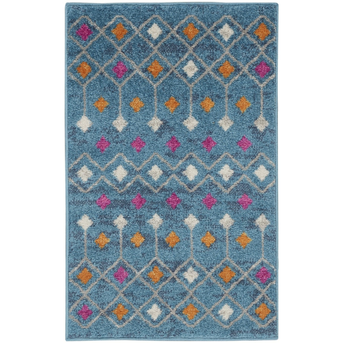 HomeRoots 4000385781 2 x 3 (ft) Polypropylene Blue Multicolor Rectangular Indoor Geometric Area rug