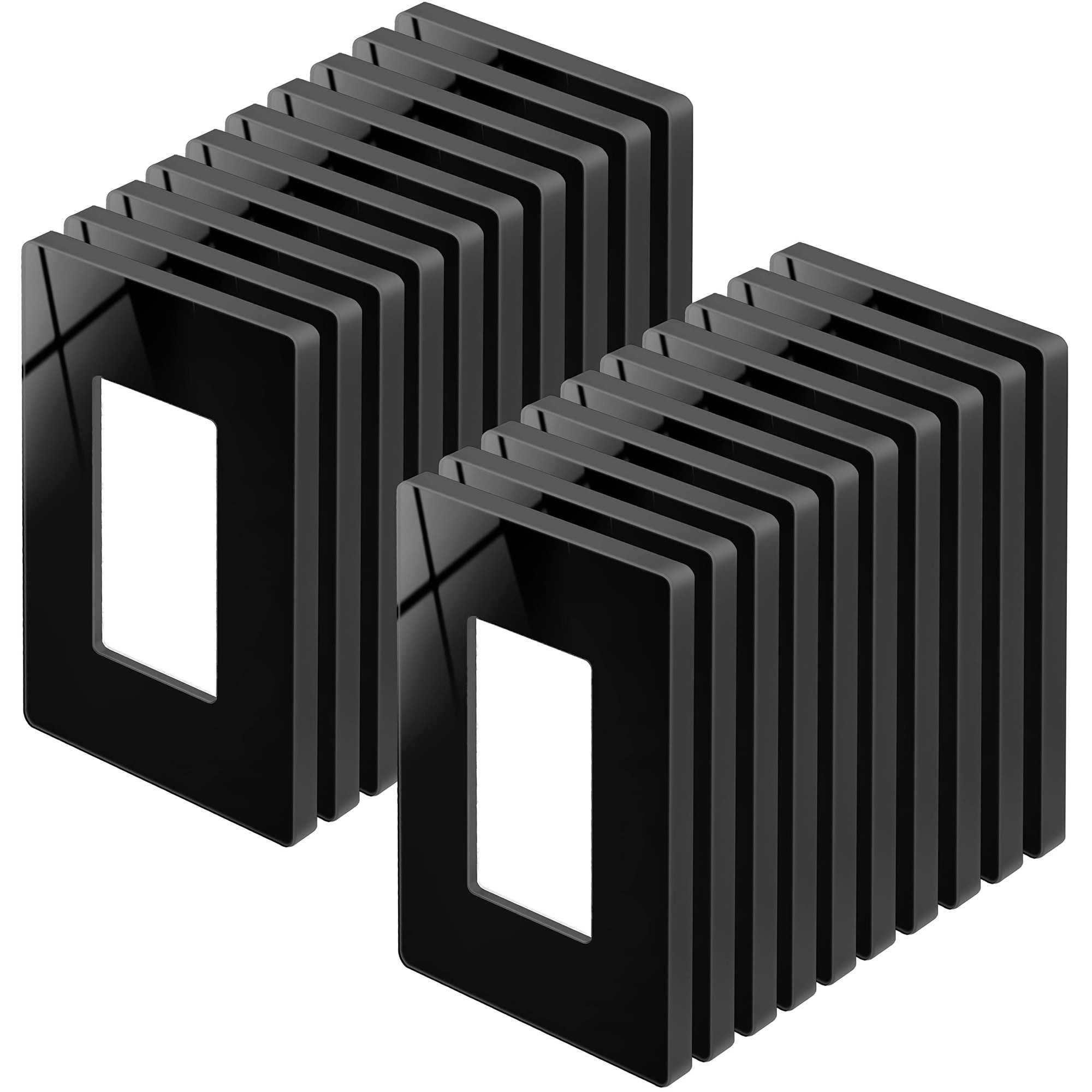 Linder Group Inc 20 pack screwless black wall plate unbreakable polycarbonate outlet cover for light switch dimmer GFCI USB receptacle UL listed modern size