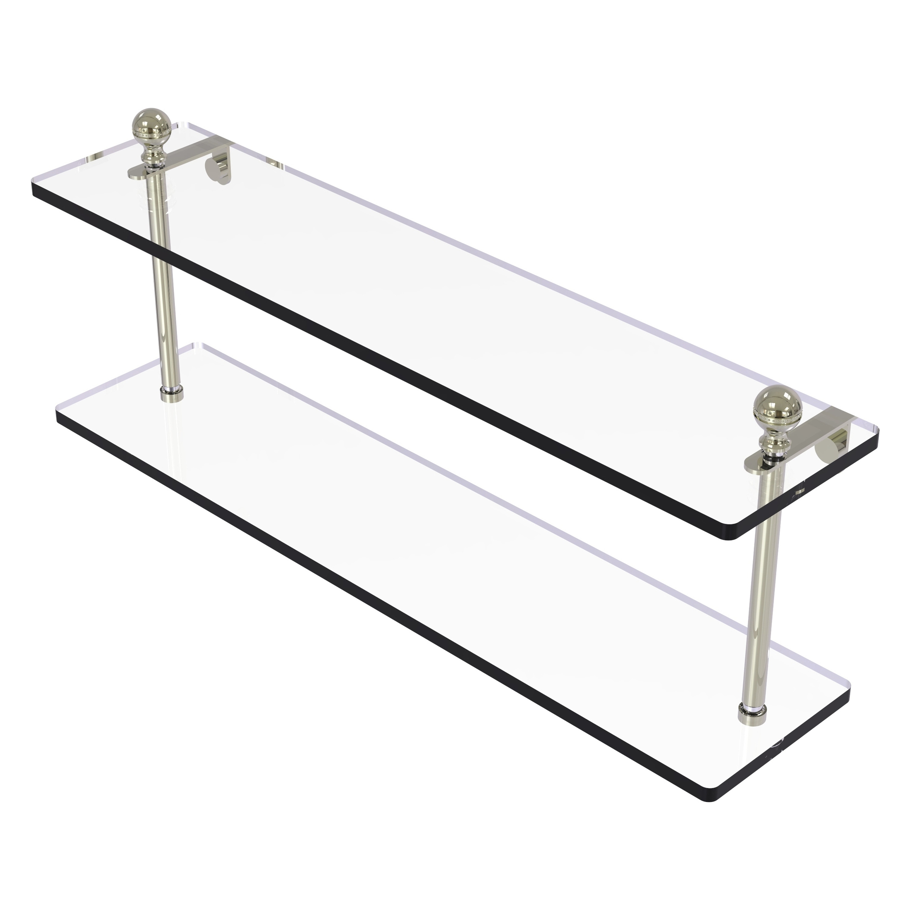 Allied Brass MA-2/22-PNI Mambo Polished Nickel 2 -Tier Wall mount Bathroom Shelf ( 22-in x 8-in x 5-in )