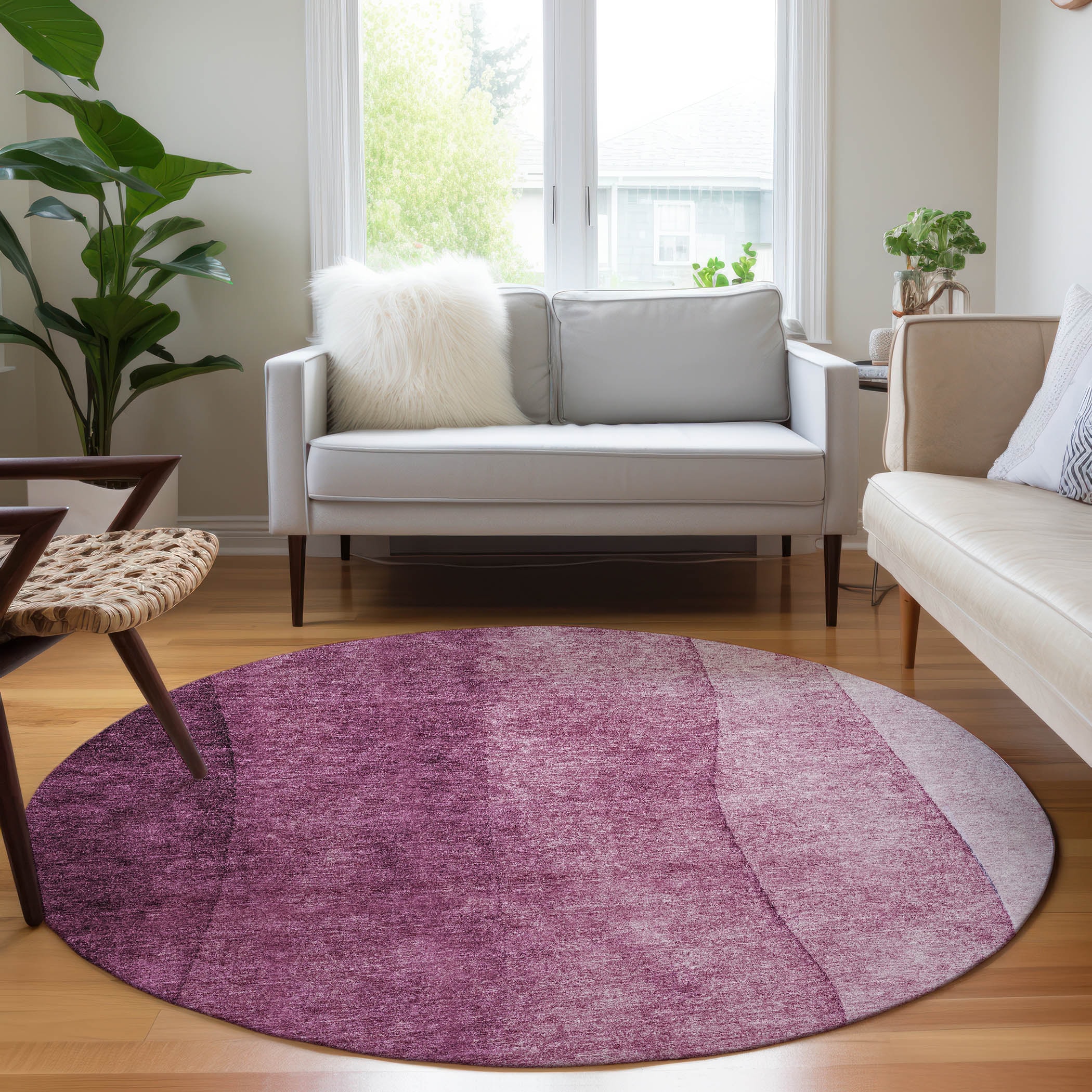 Addison Rugs ACN625MM8RO Chantille ACN625MM 8 x 8 (ft) Polyester Merlot Round Indoor/Outdoor Geometric Machine washable Area rug