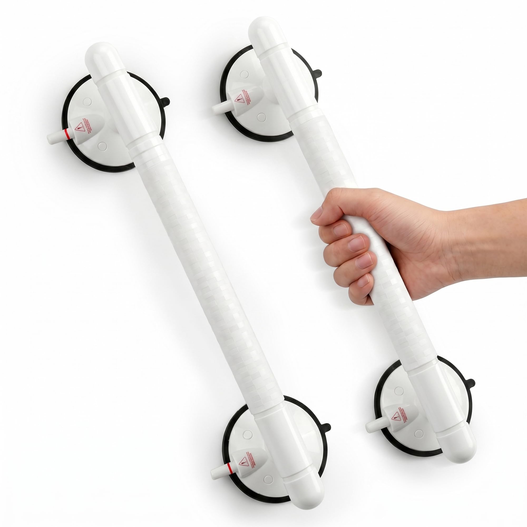 Yichuhaoxi  Suction Grab Bars for Shower 18.3 Inch Heavy Duty Support Handles with Safety Indicator No Drilling Removable Bathtub Grip 2 Pack