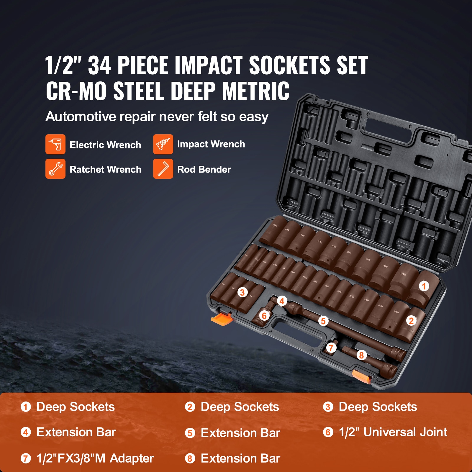 VEVOR SCCJTTZ12CRM03756V0 Impact-Socket-Sets - View #3