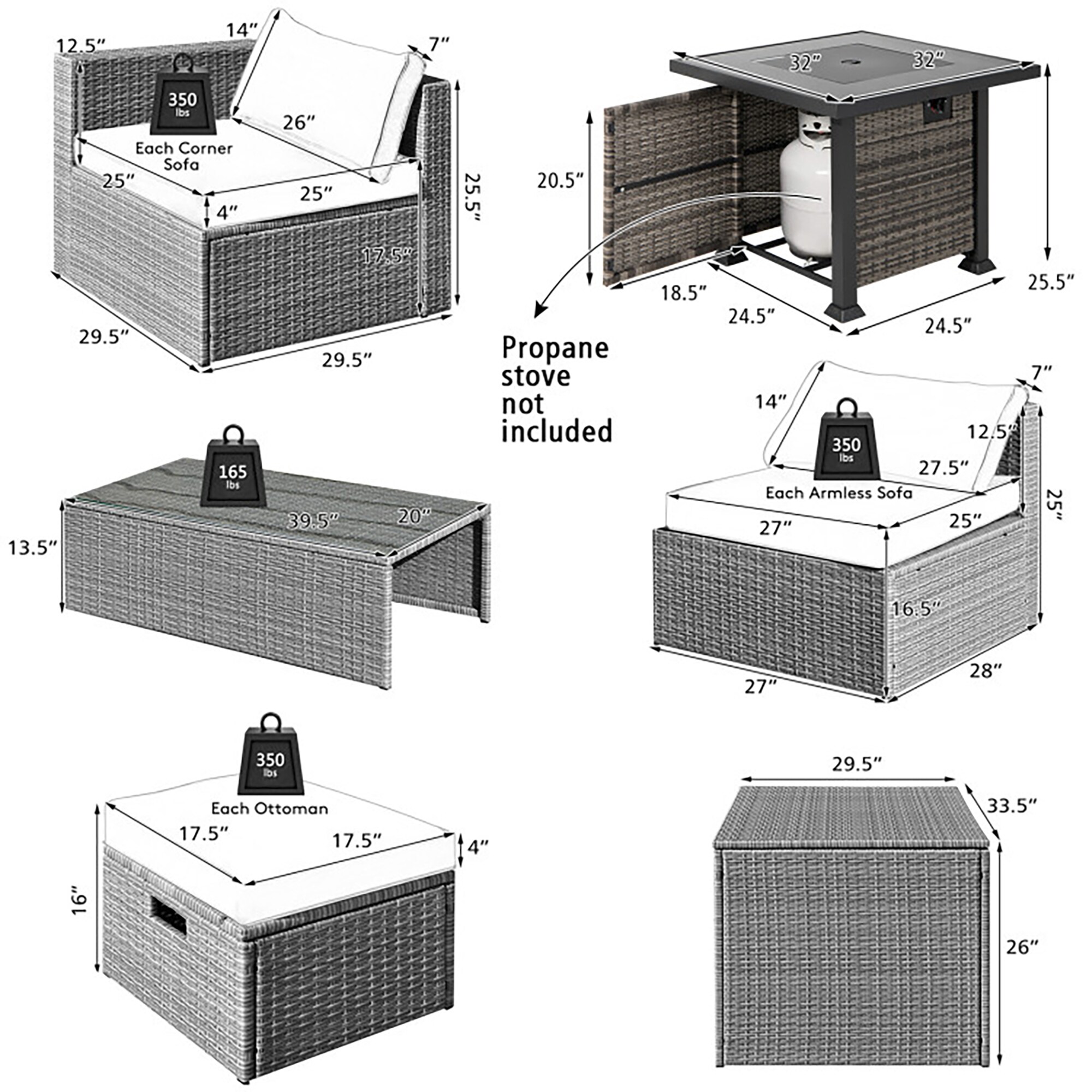 CASAINC AOG-W213S00044 Patio-Conversation-Sets - View #4