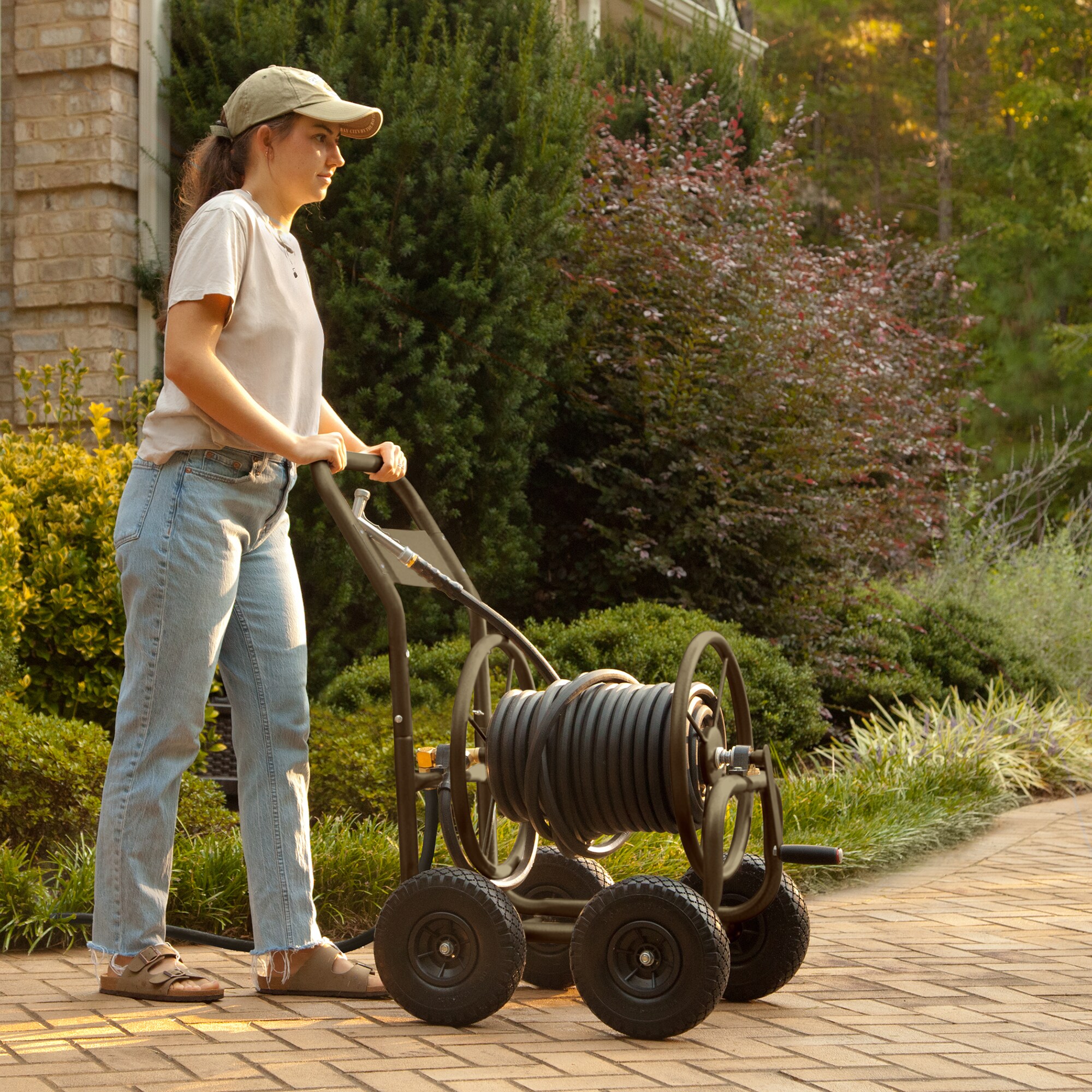Style Selections Steel 250-ft Cart Hose Reel In The Garden, 45% OFF