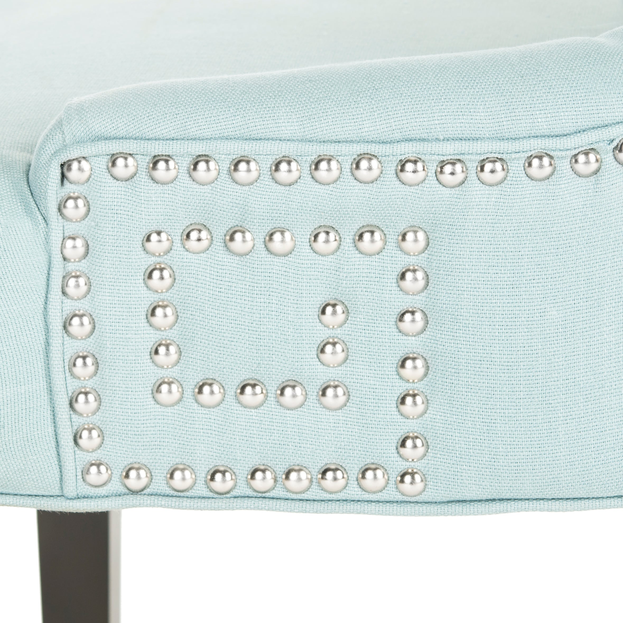 Transitional Parsons Side Chair in Light Blue Linen and Wood